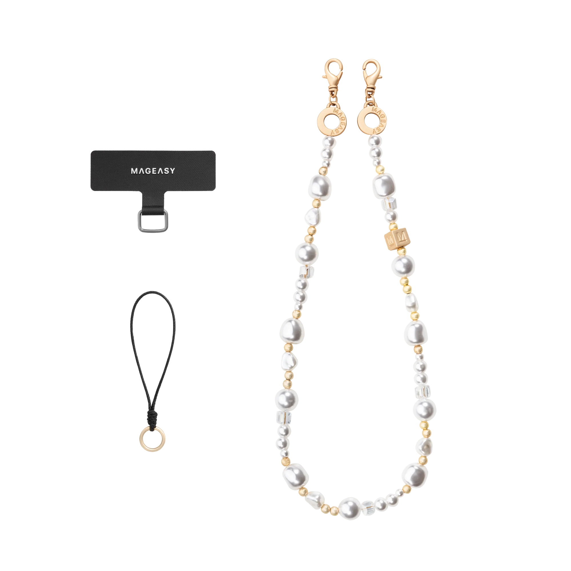 Mageasy Pearl iPhone Wrist Strap - Lobster Clasp & Charm loop
