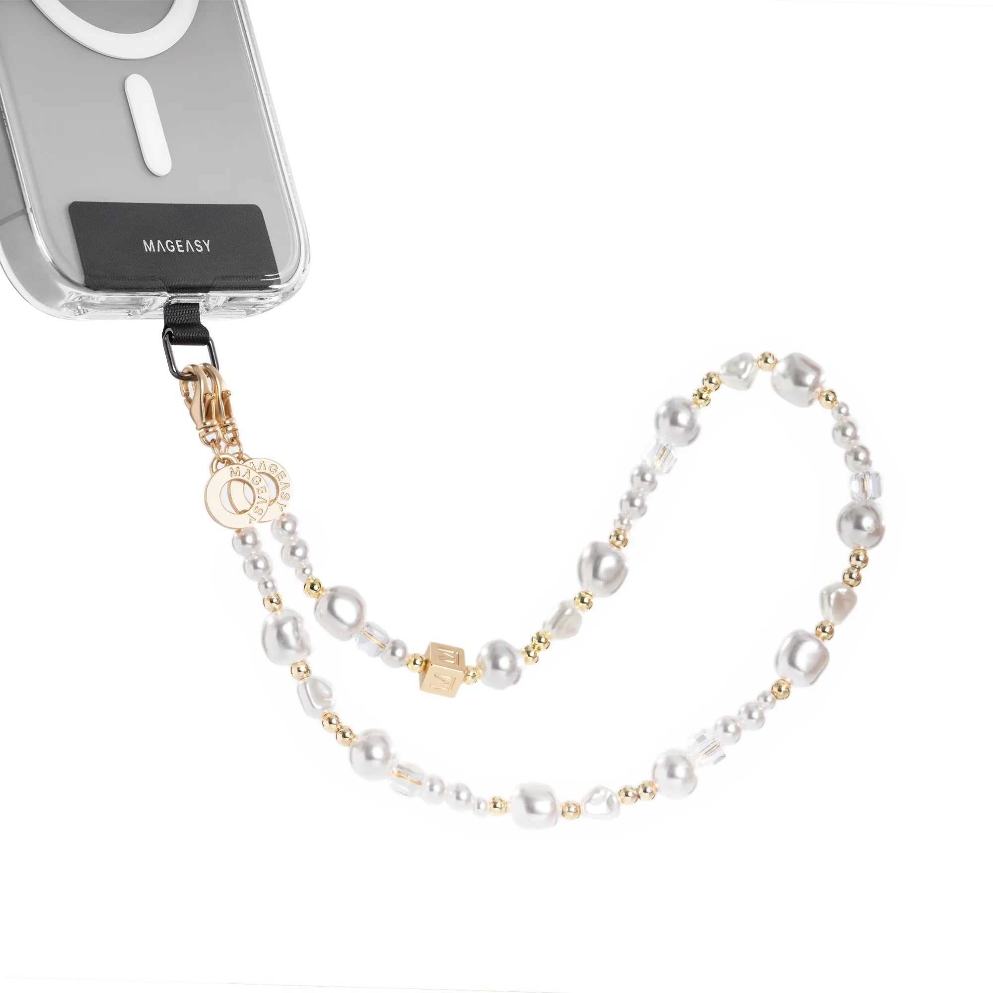 Mageasy Pearl iPhone Wrist Strap - Lobster Clasp & Charm loop