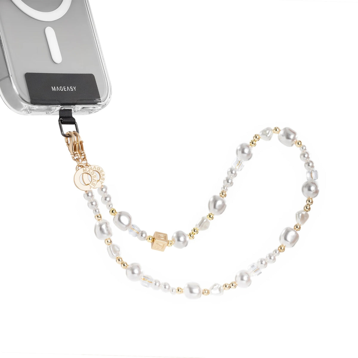 Mageasy Pearl iPhone Wrist Strap - Lobster Clasp & Charm loop