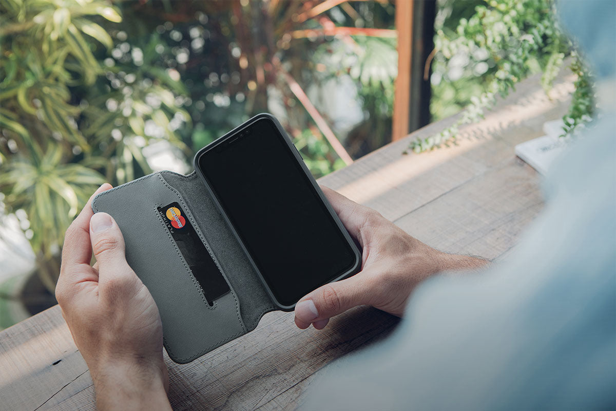 Moshi Overture Premium Folio Style Wallet Case For iPhone XS Max - Charcoal Black