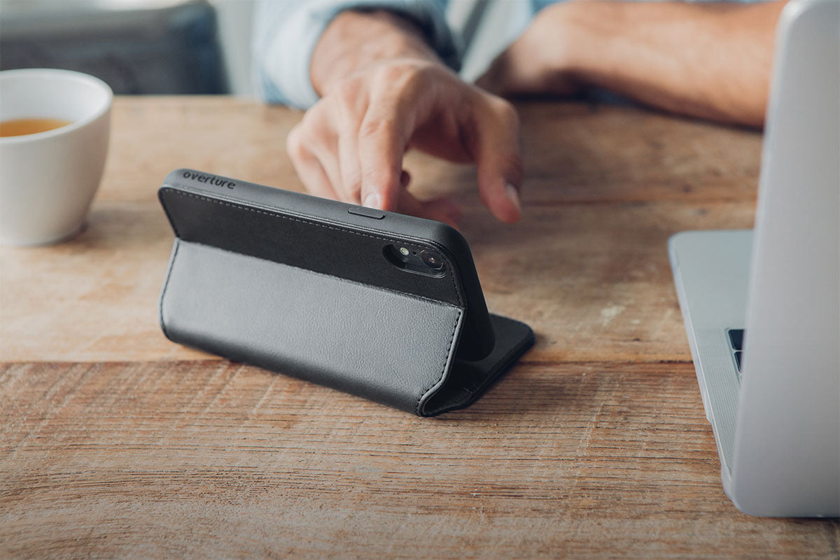 Moshi Overture Premium Folio Style Wallet Case For iPhone XS Max - Charcoal Black