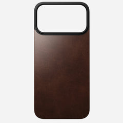nomad horween case for iphone 17 pro max brown leather grain closeup