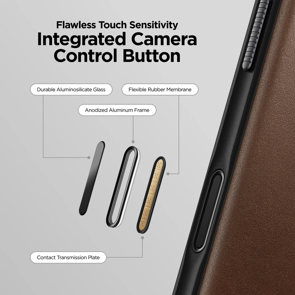 nomad folio folio case for iphone 17 brown in-hand photo