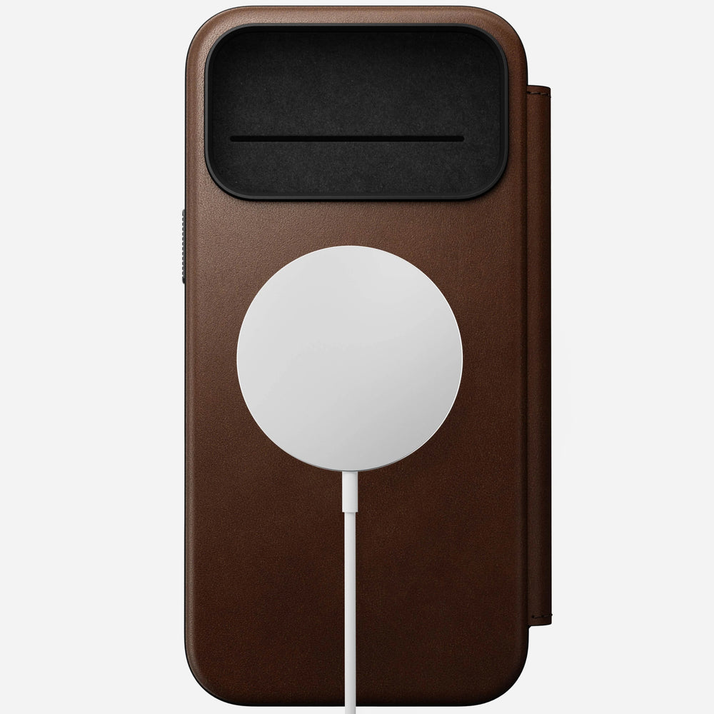 nomad folio folio case for iphone 17 pro max brown edge stitching