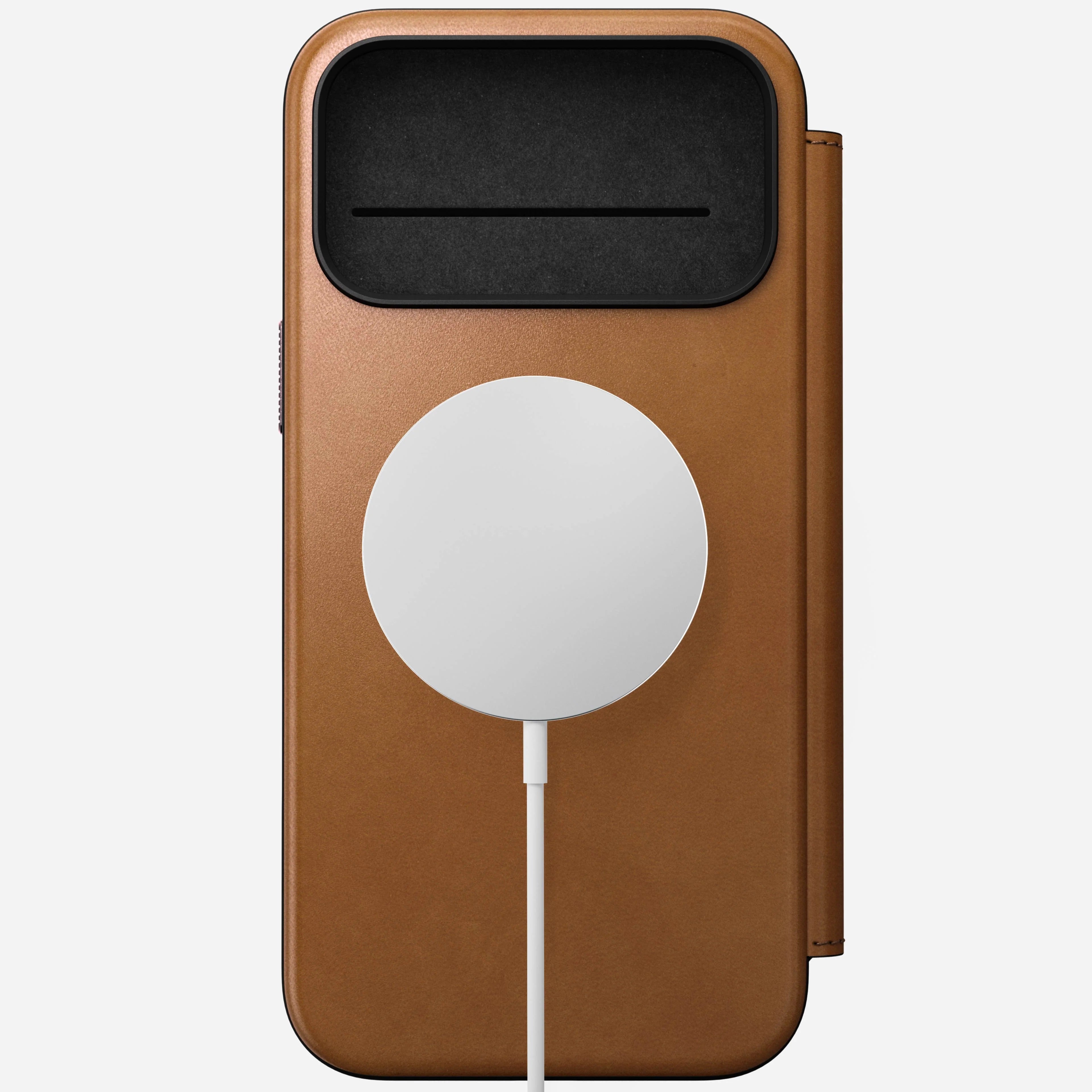 nomad folio folio case for iphone 17 pro max english tan edge stitching