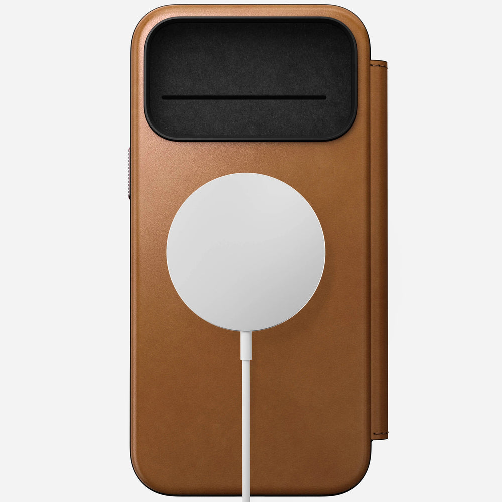 nomad folio folio case for iphone 17 pro max english tan edge stitching