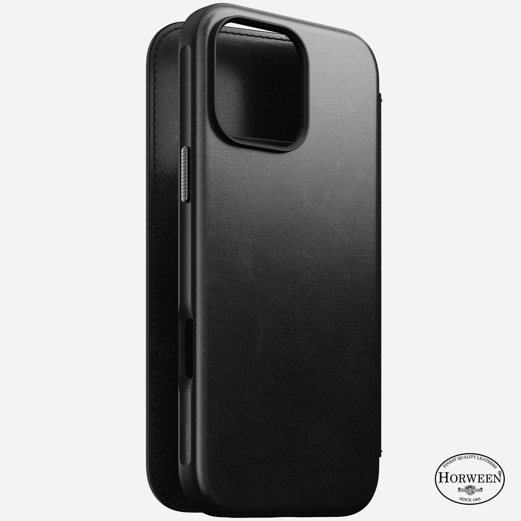 Nomad Horween Premium Leather Folio Case iPhone 16 Pro 6.3 - Black