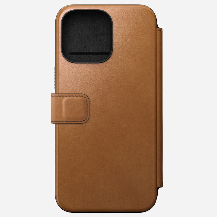 Nomad Modern Leather Folio Case iPhone 15 Pro Max -English Tan