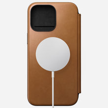 Load image into Gallery viewer, Nomad Modern Leather Folio Case iPhone 15 Pro - Tan Brown
