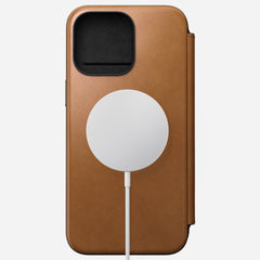 Nomad Modern Leather Folio Case iPhone 15 Pro - Tan Brown