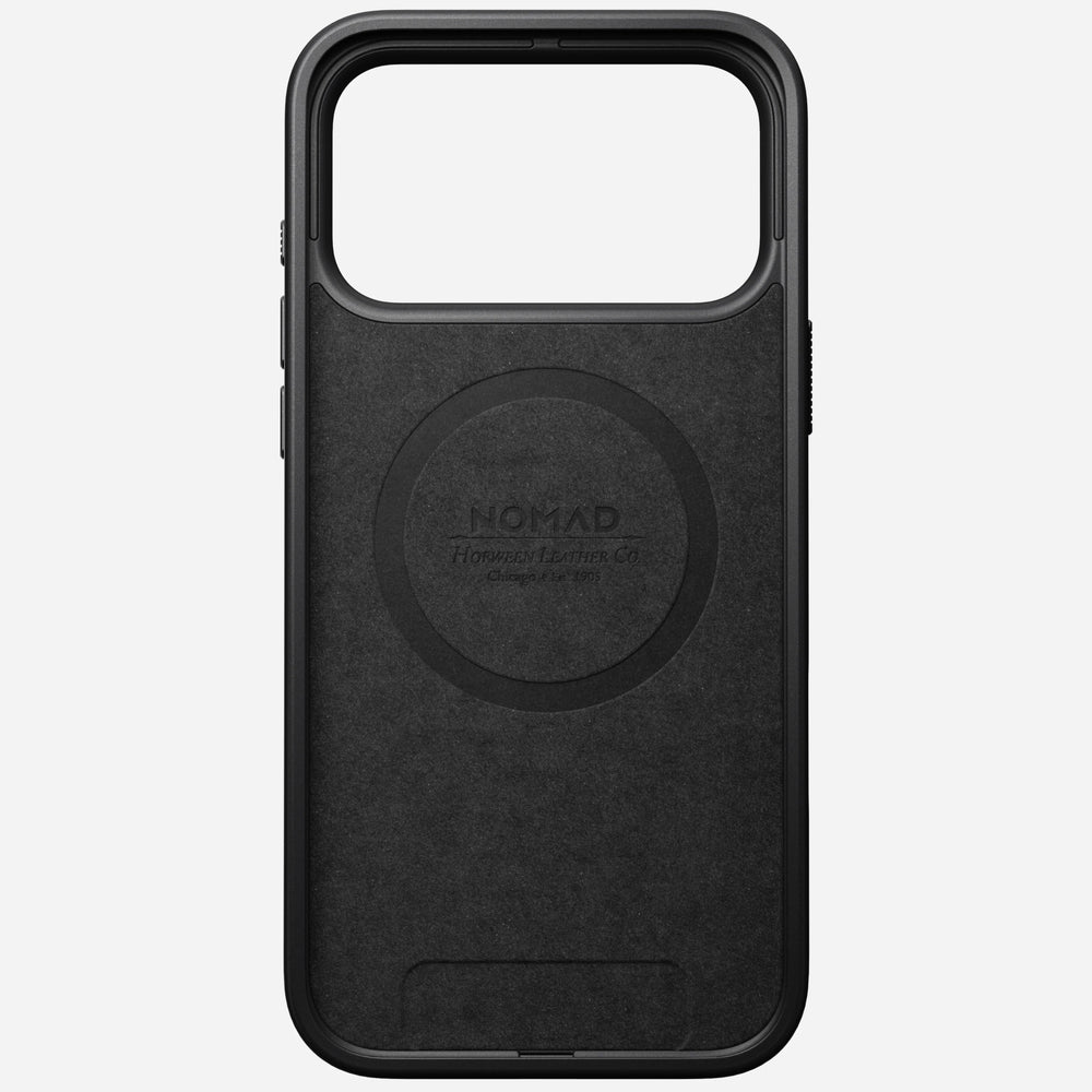 nomad modern case for iphone 17 pro max rustic brown buttons detail