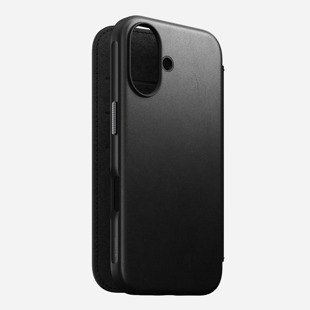 Nomad Modern Premium Leather Folio Case iPhone 16 Standard 6.1 - Black