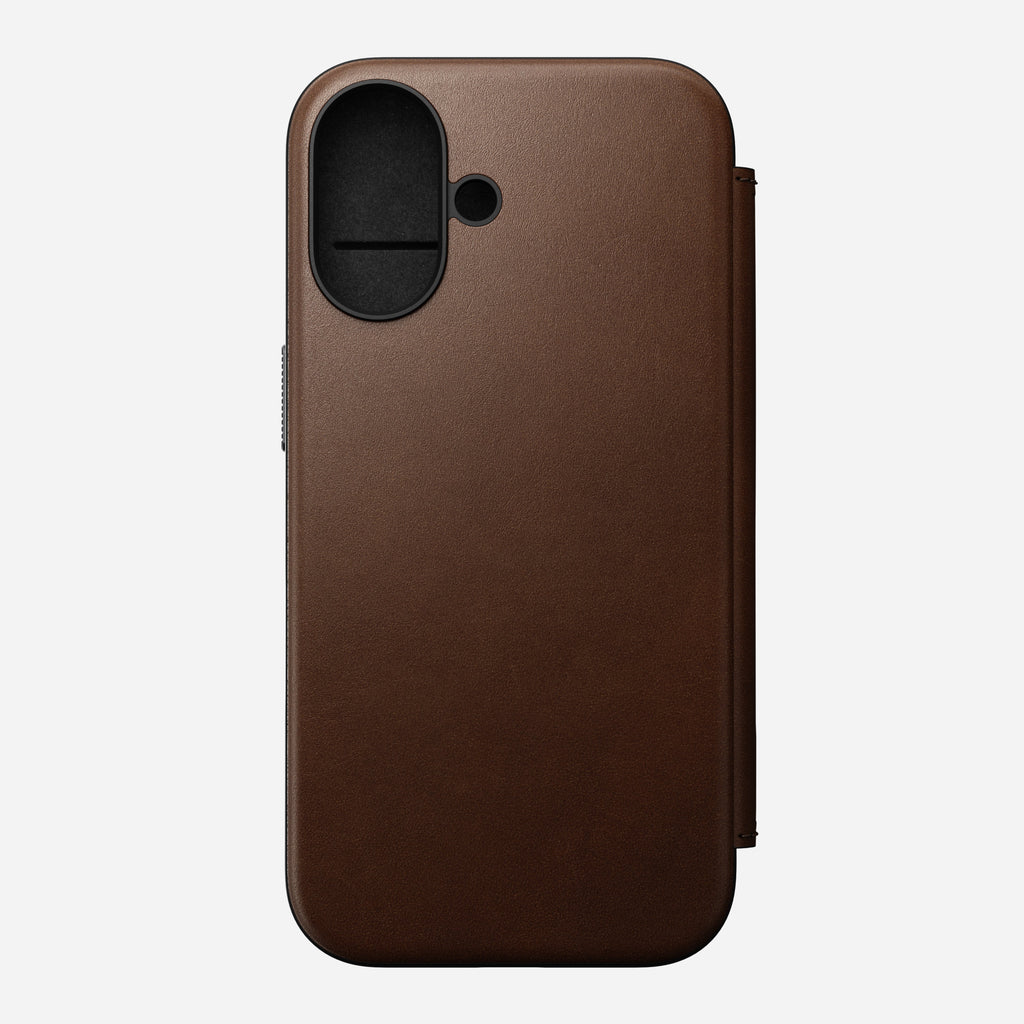 Nomad Modern Premium Leather Folio Case iPhone 16 Plus 6.7 - Brown