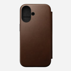 Nomad Modern Premium Leather Folio Case iPhone 16 Plus 6.7 - Brown