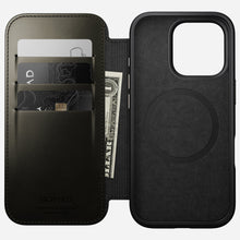 Load image into Gallery viewer, Nomad Modern Premium Leather Folio Case iPhone 16 Pro 6.3 - Black