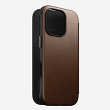 Load image into Gallery viewer, Nomad Modern Premium Leather Folio Case iPhone 16 Pro 6.3 - Brown