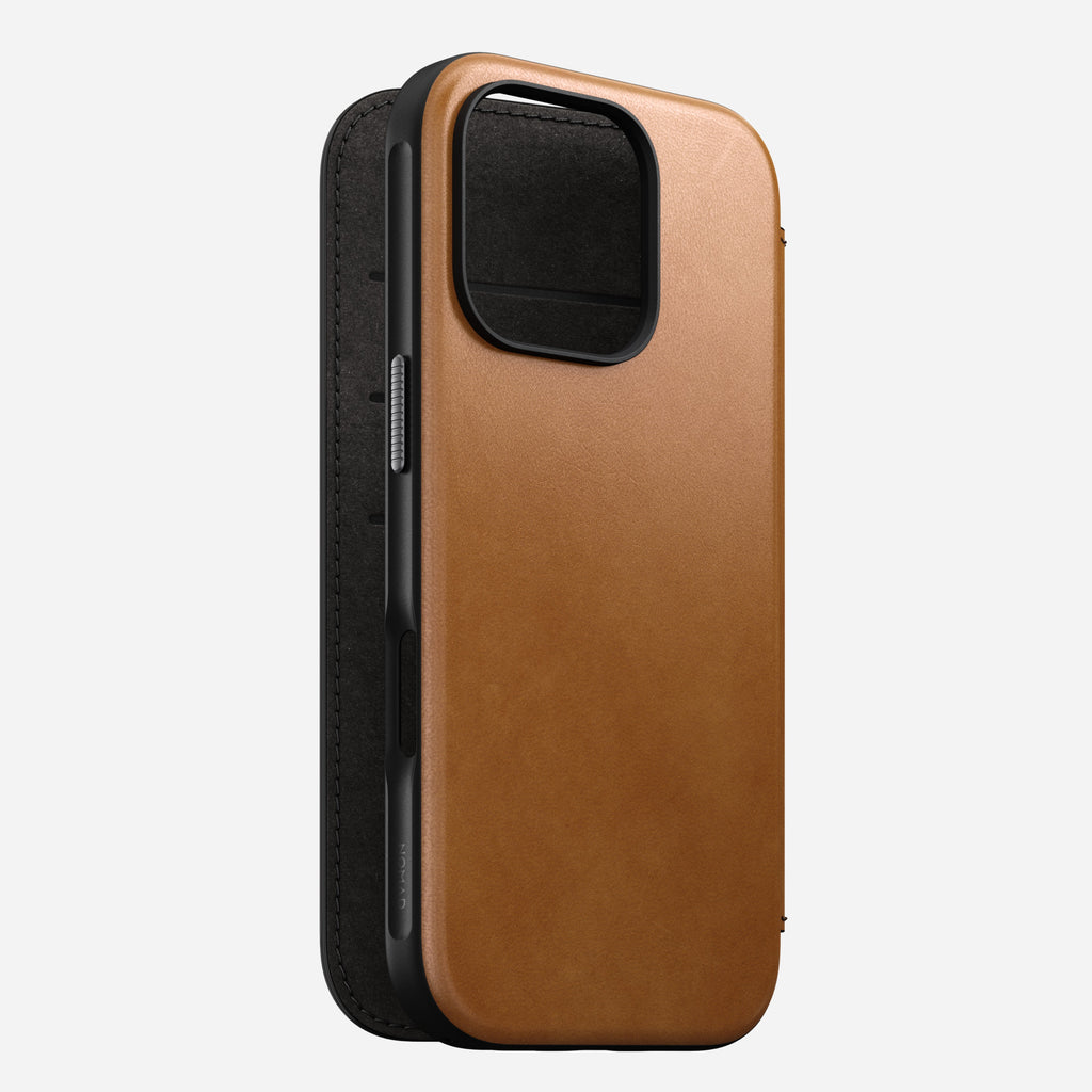 Nomad Modern Premium Leather Folio Case iPhone 16 Pro Max 6.9 - English Tan