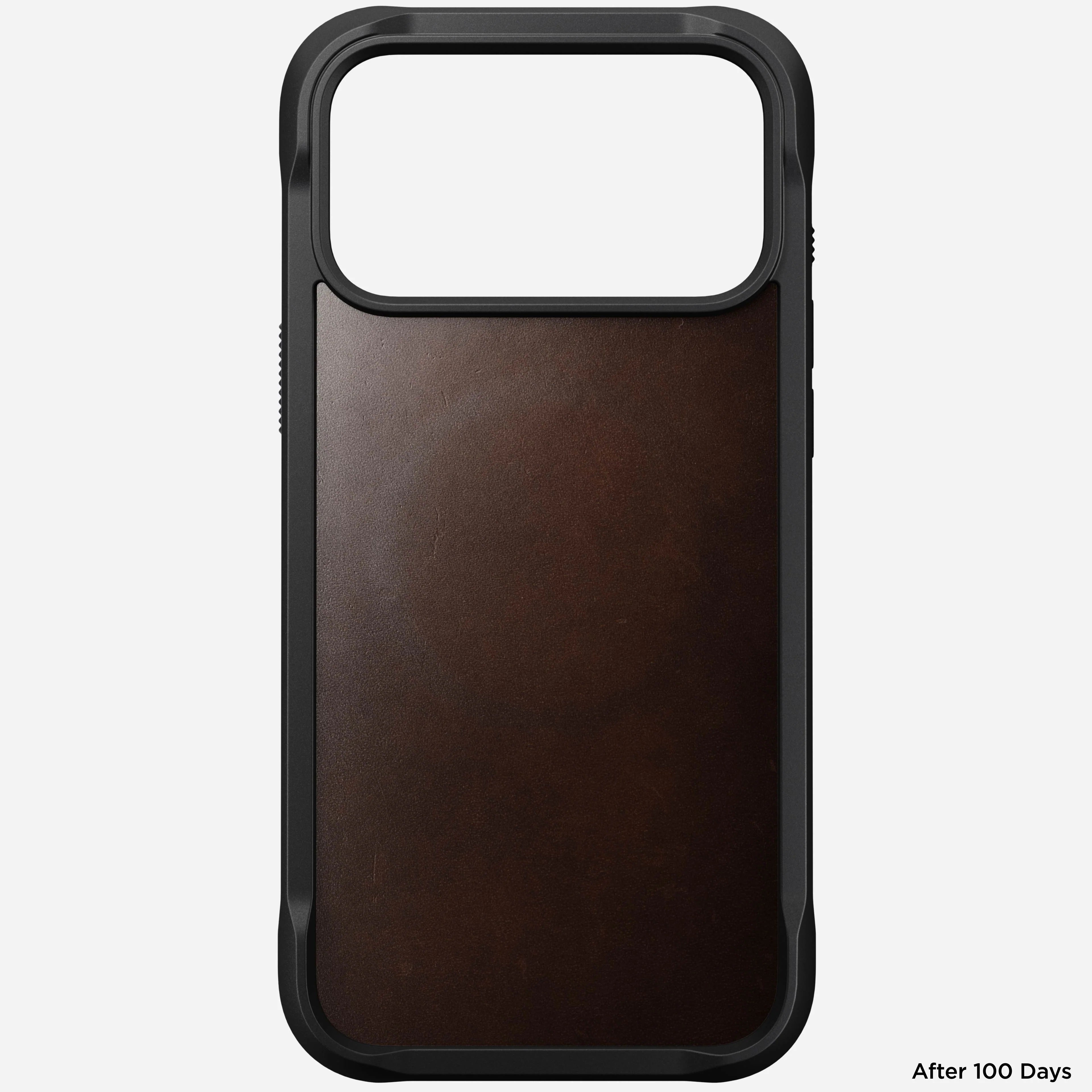 nomad rugged case for iphone 17 pro rustic brown buttons detail
