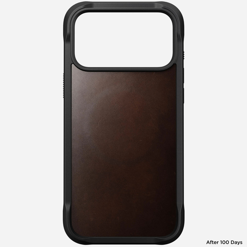 nomad rugged case for iphone 17 pro rustic brown buttons detail