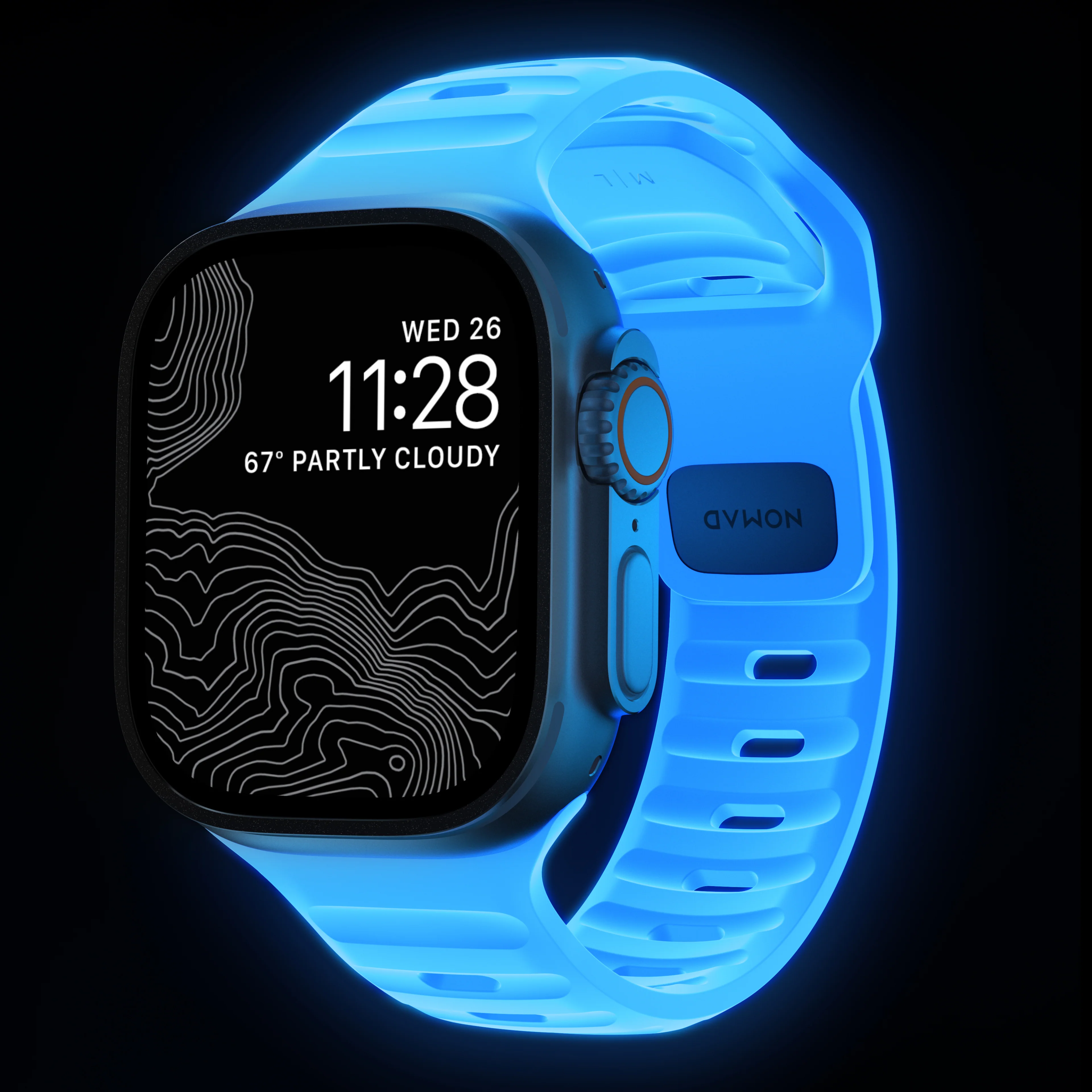 Nomad Sport Band Icy Blue Glow for Apple Watch 38-42mm – Limited Edition Glow 2.0