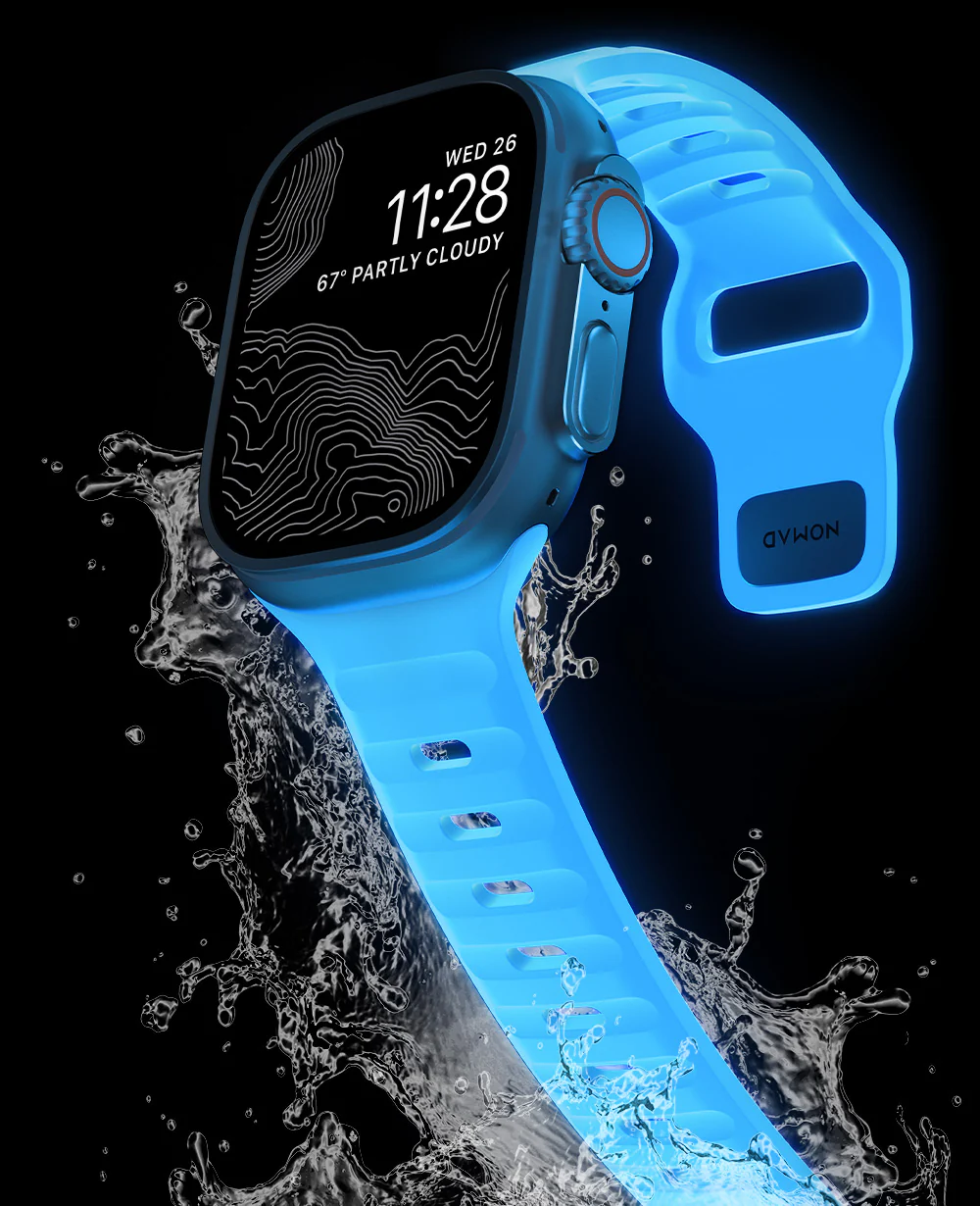 Nomad Sport Band Icy Blue Glow for Apple Watch 38-42mm – Limited Edition Glow 2.0