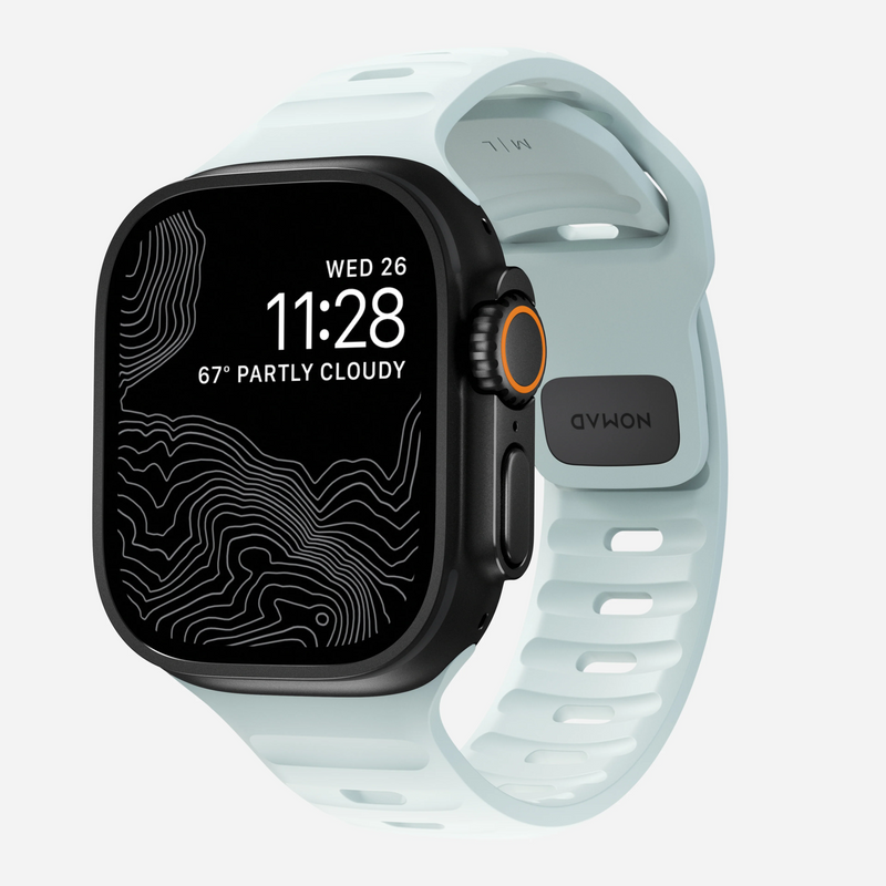 Nomad Sport Band Icy Blue Glow for Apple Watch 44-49mm – Limited Edition Glow 2.0