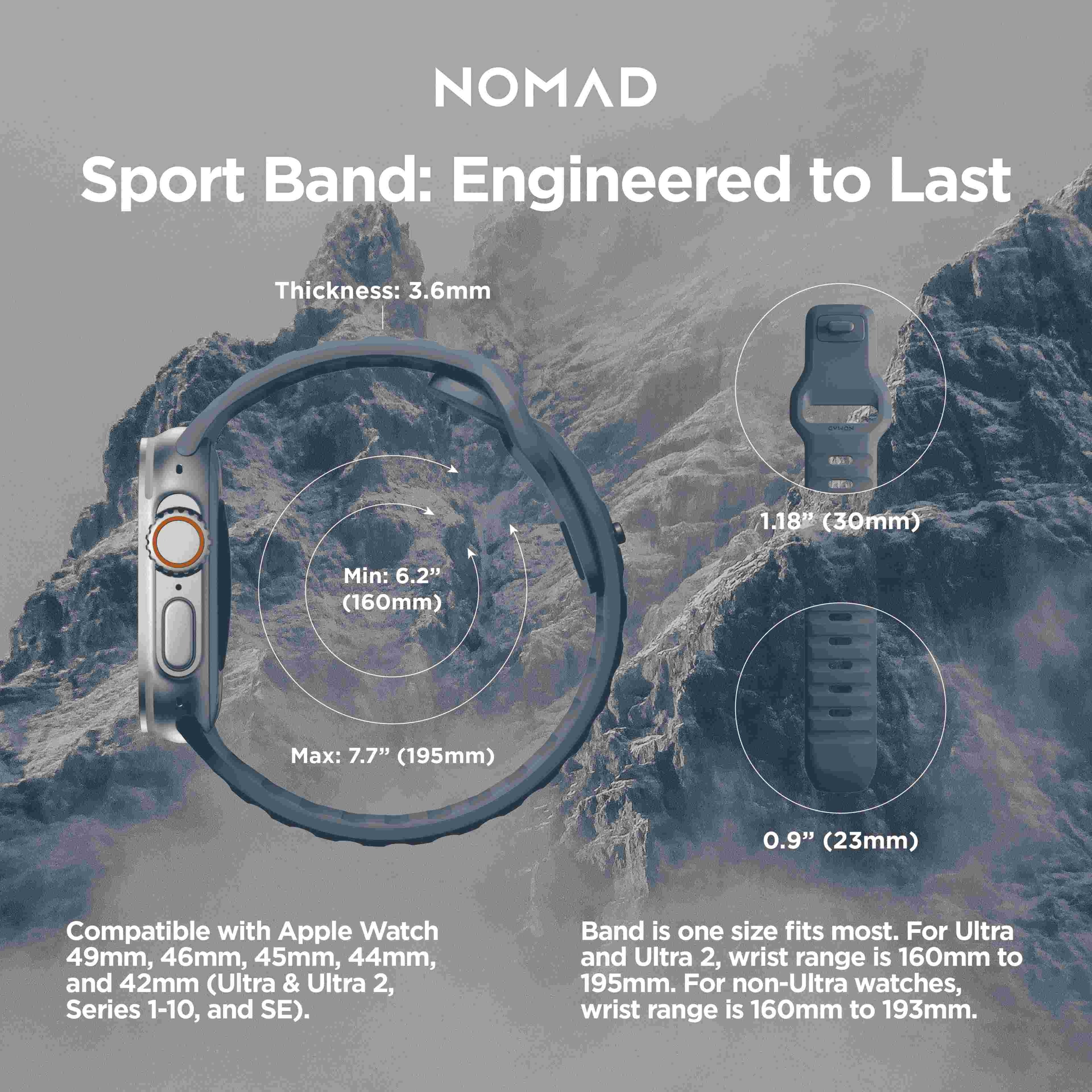 Nomad Sport Band for Apple Watch 44-49mm – Naval Blue