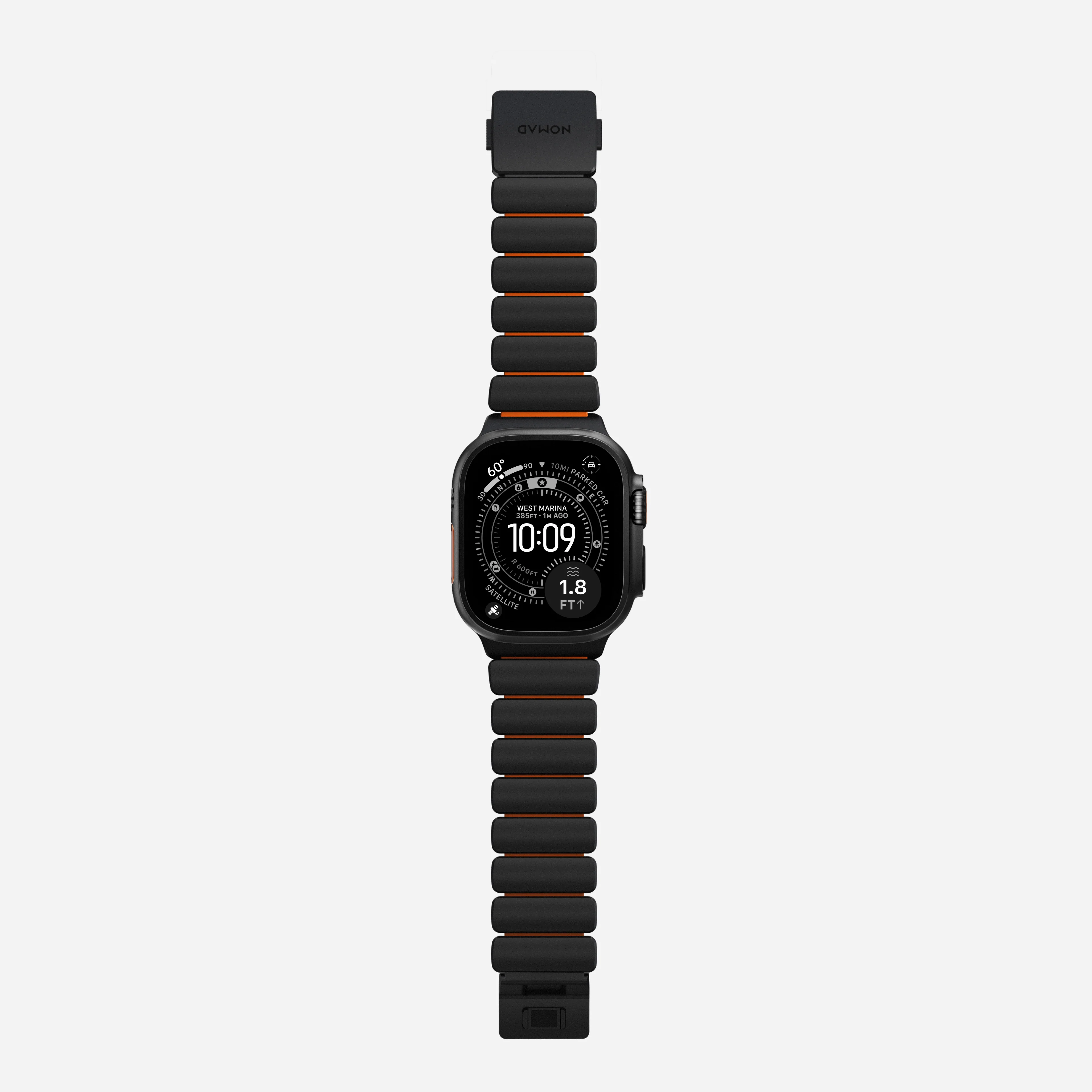 Nomad Stratos Titanium Apple Watch Ultra 1 - 3 / 42-49mm / Series 1-11 & SE - Black / Orange
