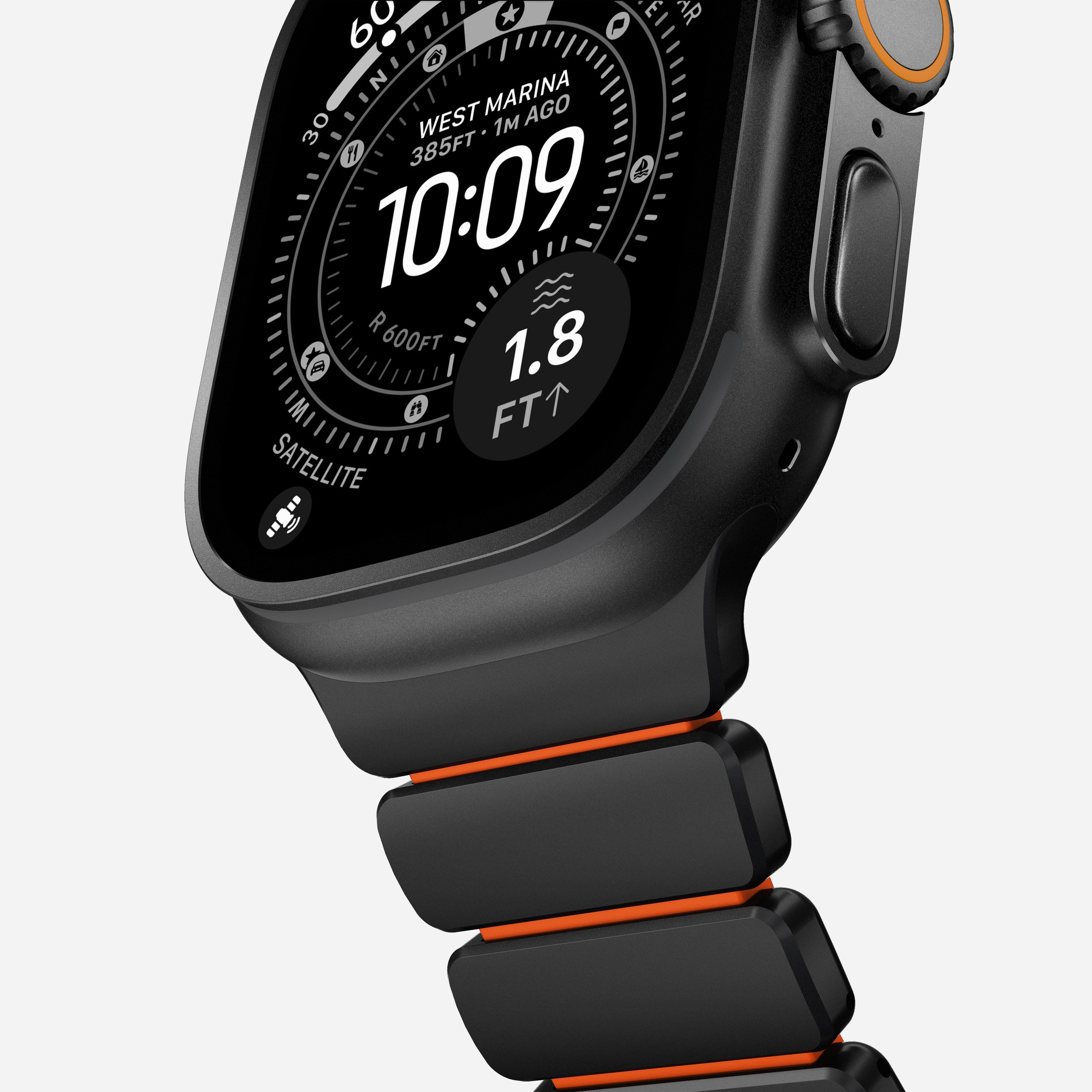 Nomad Stratos Titanium Apple Watch Ultra 1 - 3 / 42-49mm / Series 1-11 & SE - Black / Orange