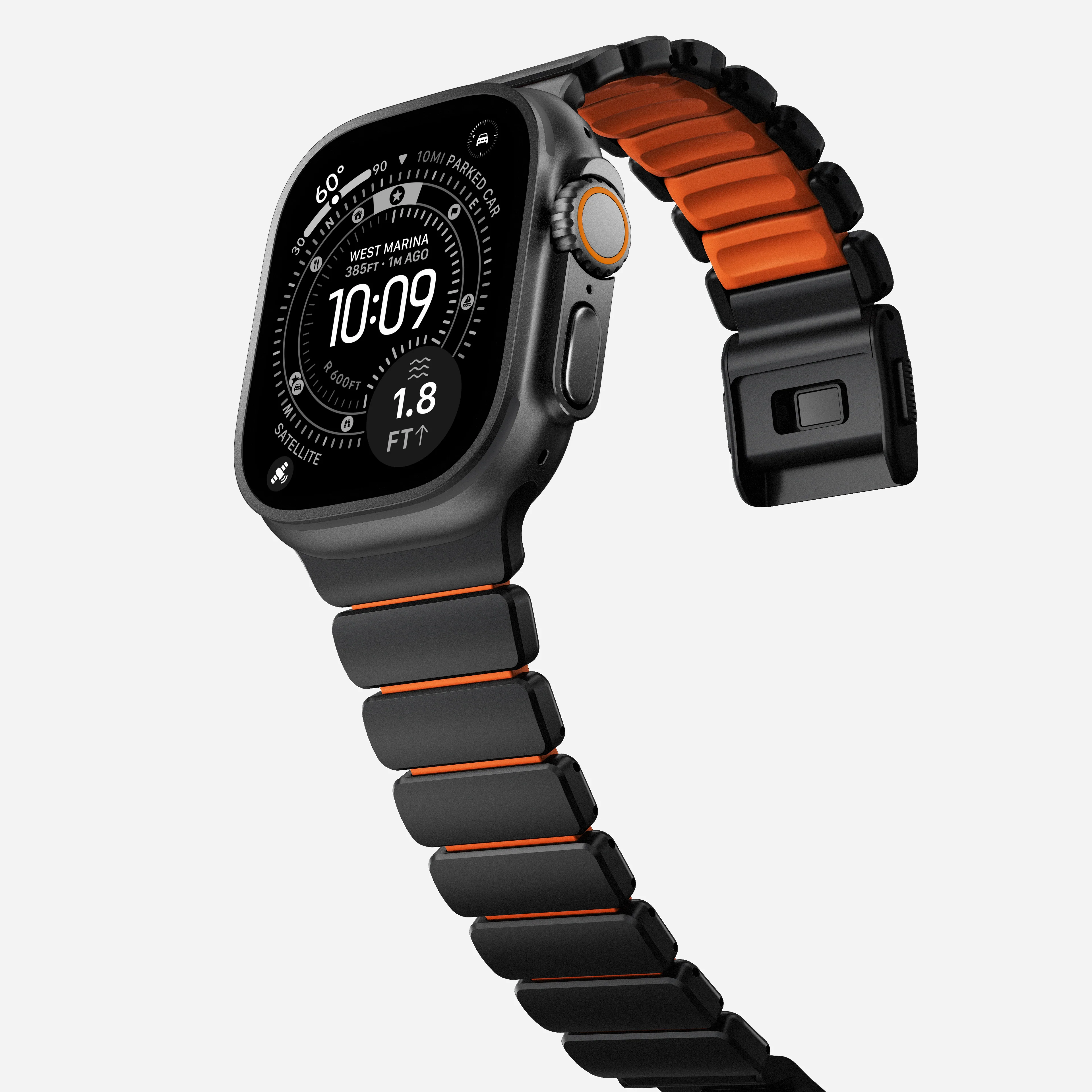 Nomad Stratos Titanium Apple Watch Ultra 1 - 3 / 42-49mm / Series 1-11 & SE - Black / Orange