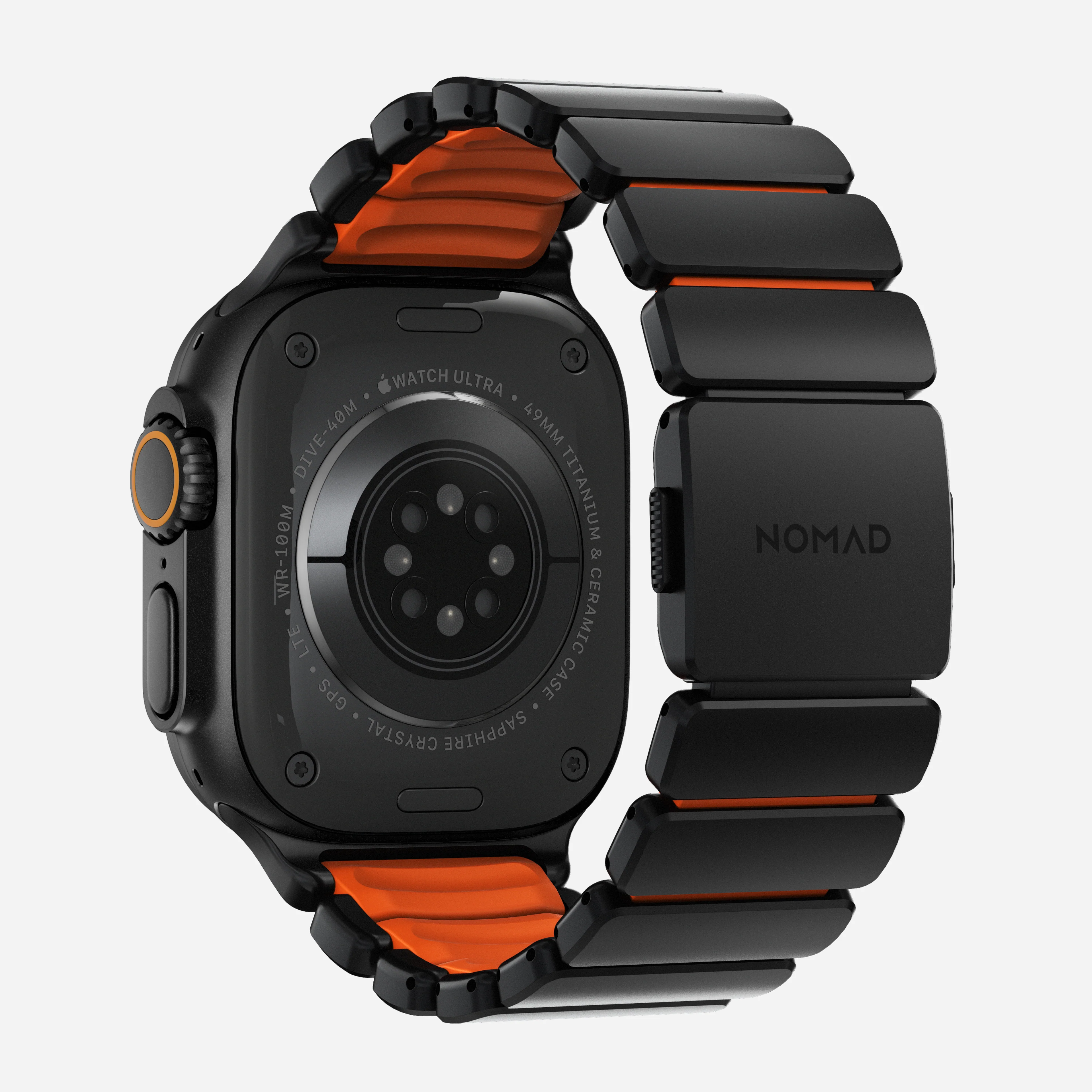 Nomad Stratos Titanium Apple Watch Ultra 1 - 3 / 42-49mm / Series 1-11 & SE - Black / Orange