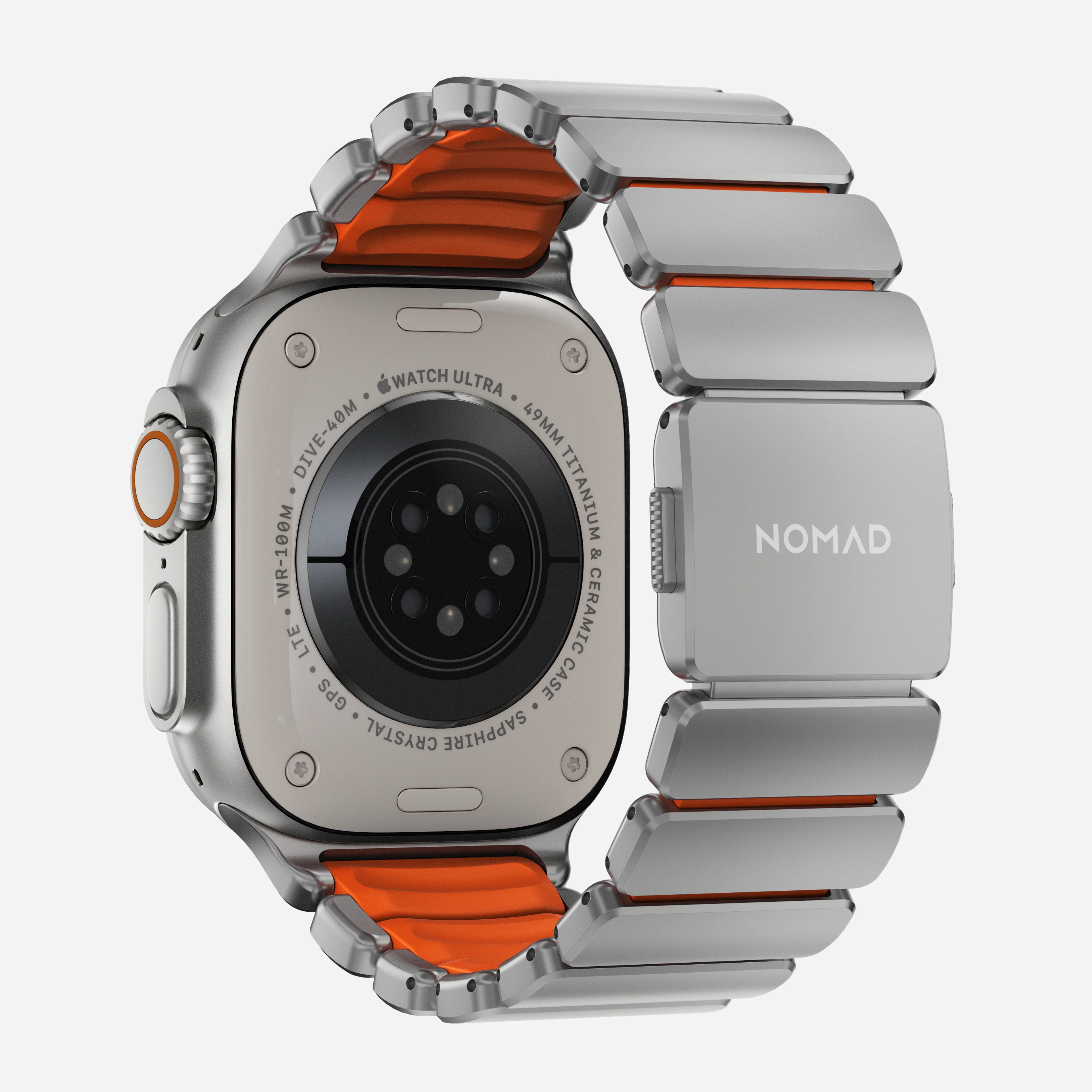 Nomad Stratos Titanium Apple Watch Ultra 1 - 3 / 42-49mm / Series 1-11 & SE - Natural / Orange