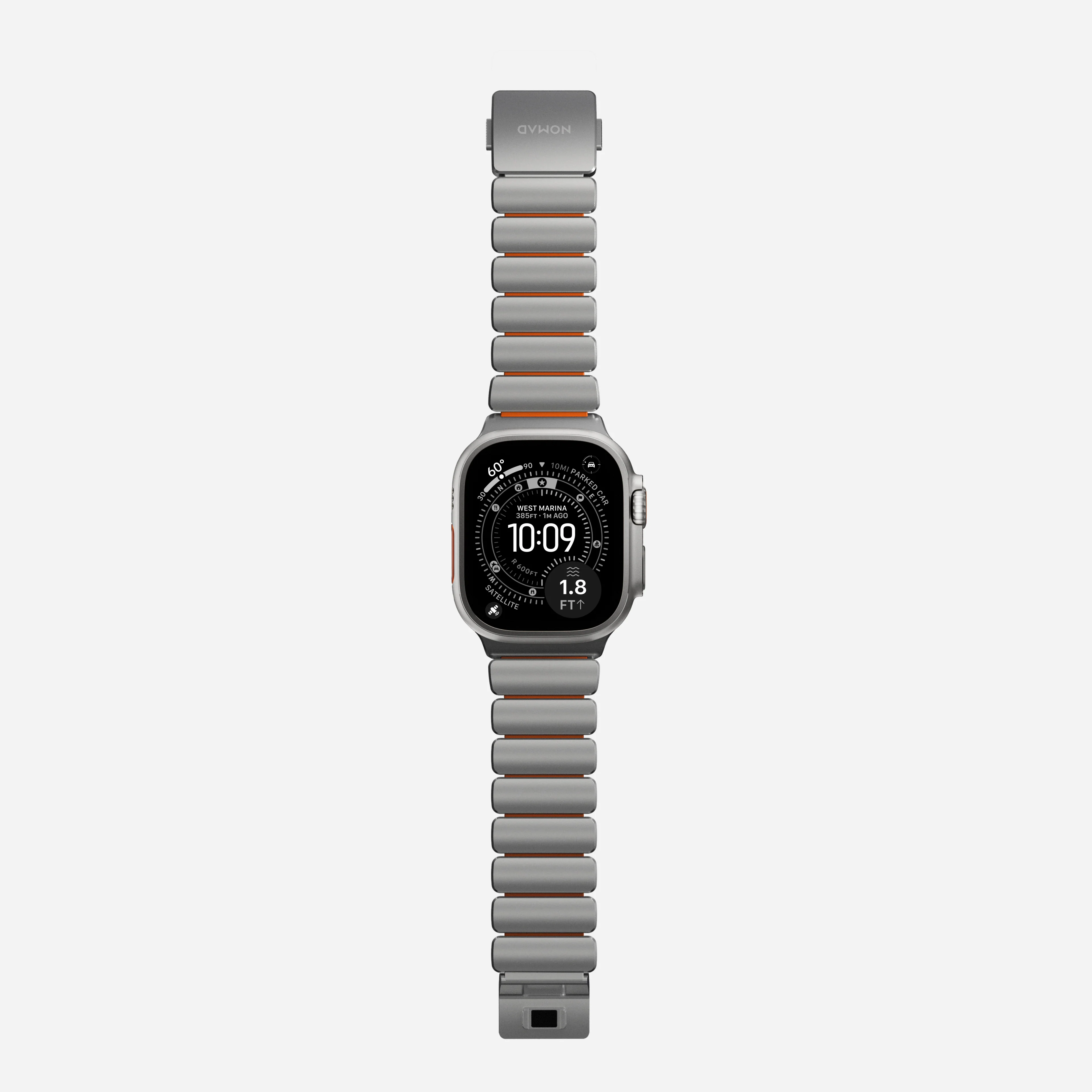 Nomad Stratos Titanium Apple Watch Ultra 1 - 3 / 42-49mm / Series 1-11 & SE - Natural / Orange
