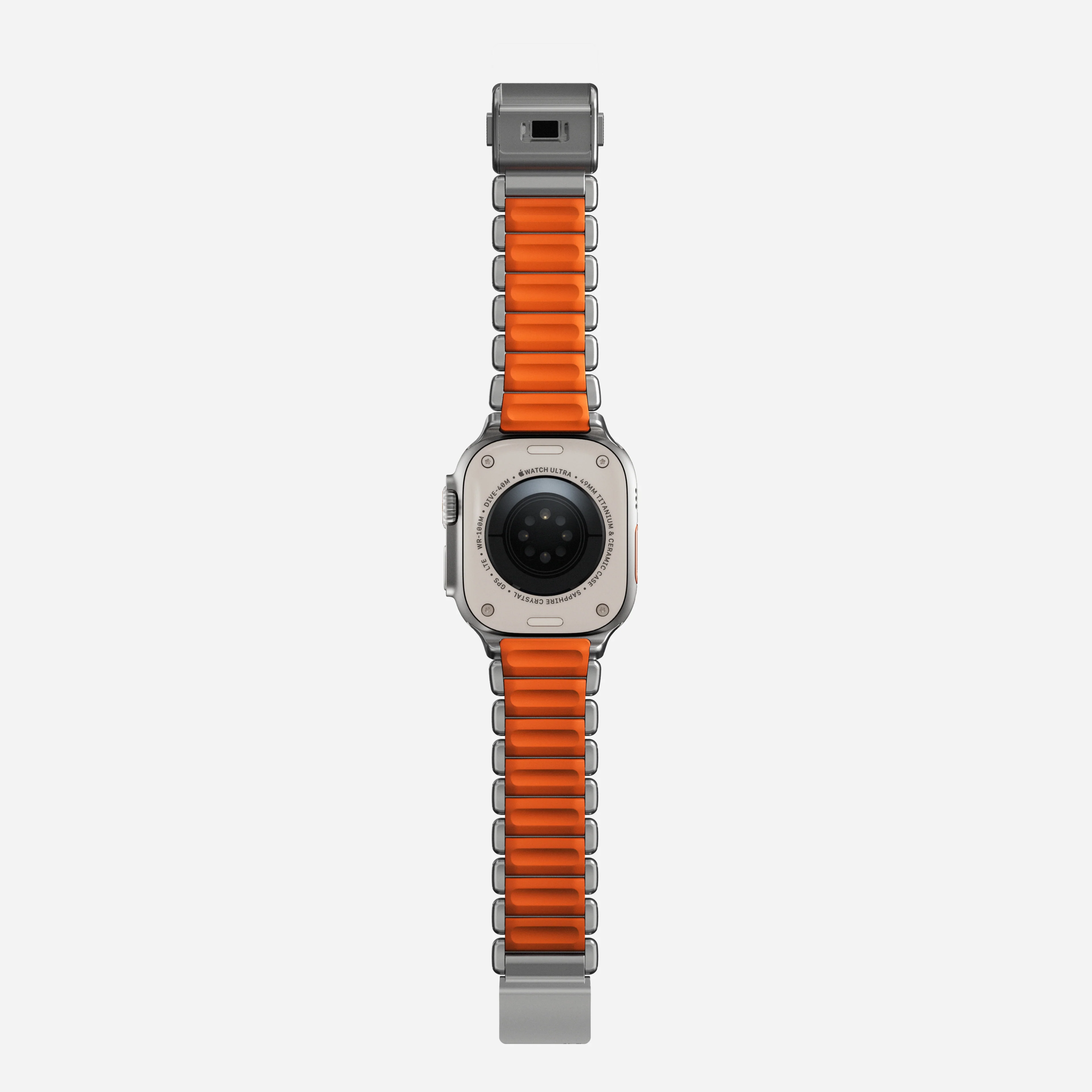 Nomad Stratos Titanium Apple Watch Ultra 1 - 3 / 42-49mm / Series 1-11 & SE - Natural / Orange