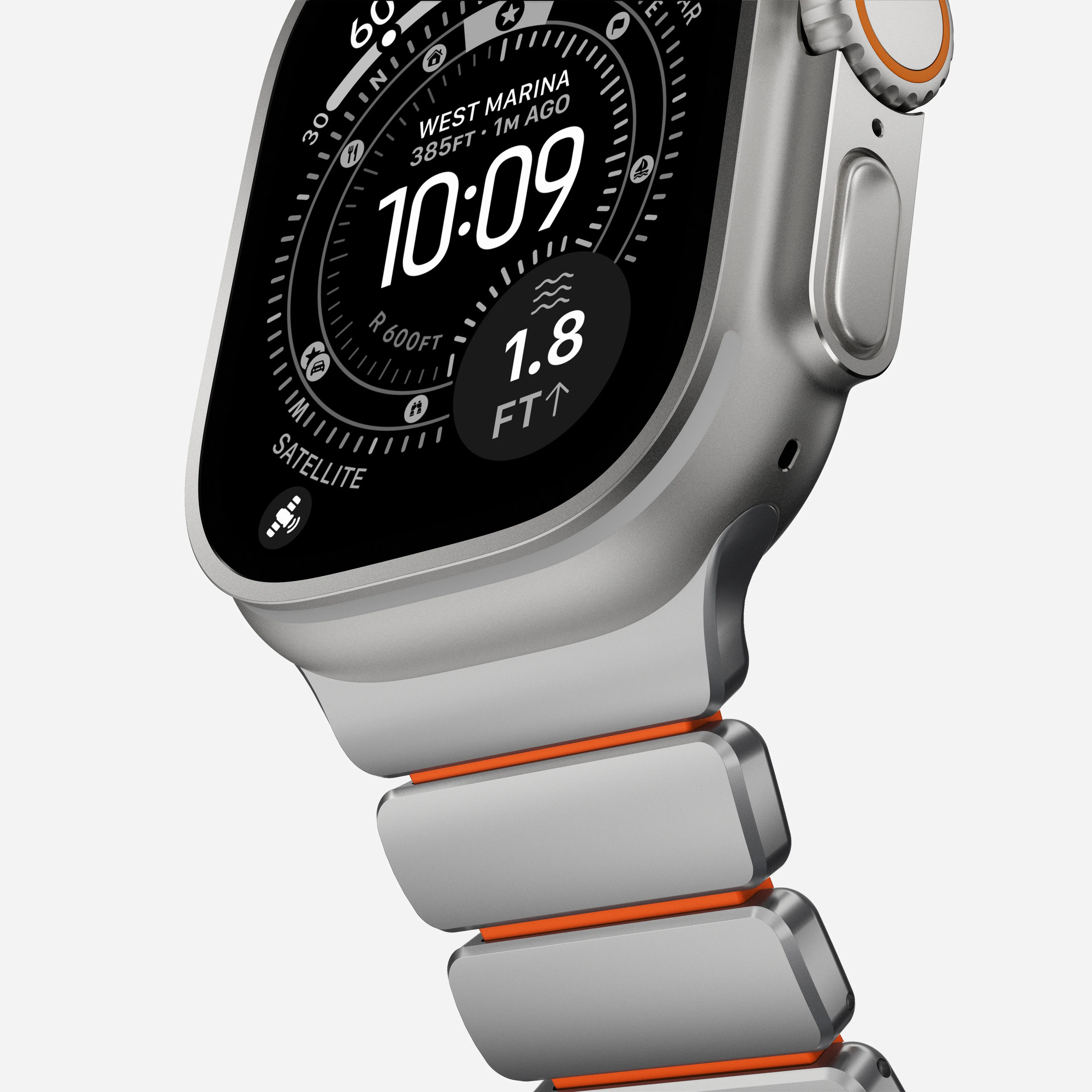 Nomad Stratos Titanium Apple Watch Ultra 1 - 3 / 42-49mm / Series 1-11 & SE - Natural / Orange