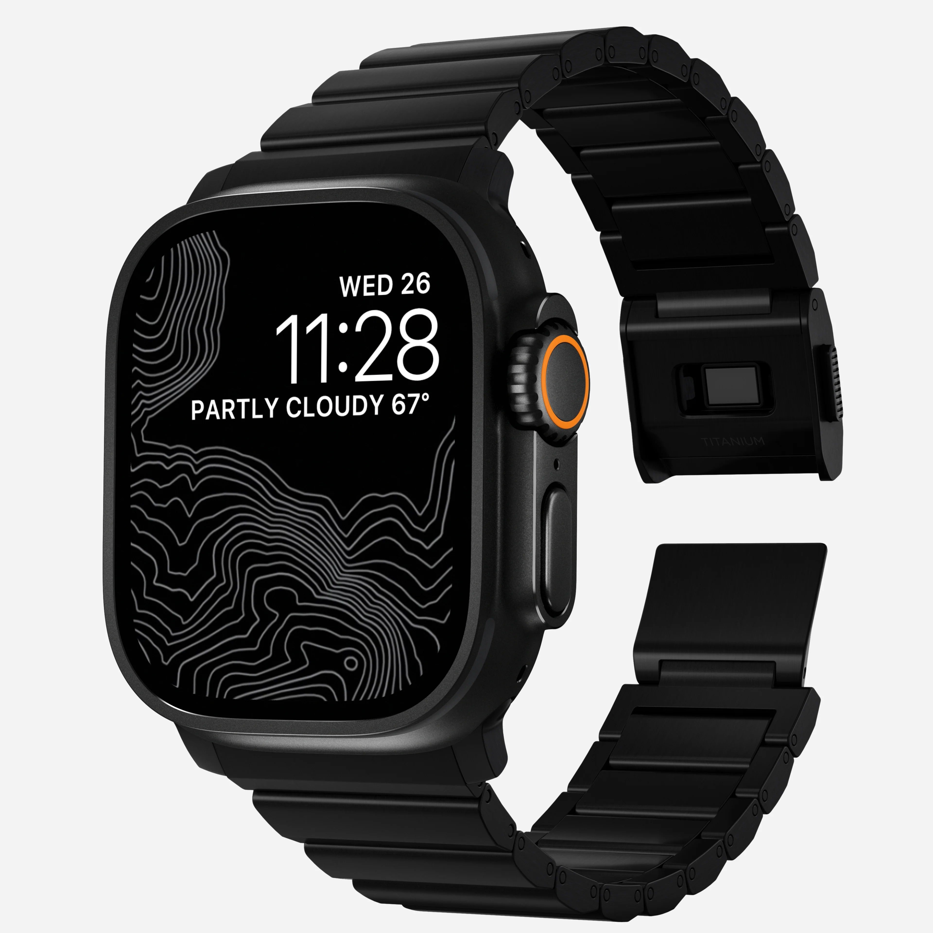 Nomad Stratos Titanium Apple Watch Ultra 1 - 3 / 42-49mm / Series 1-11 & SE - Black / Black