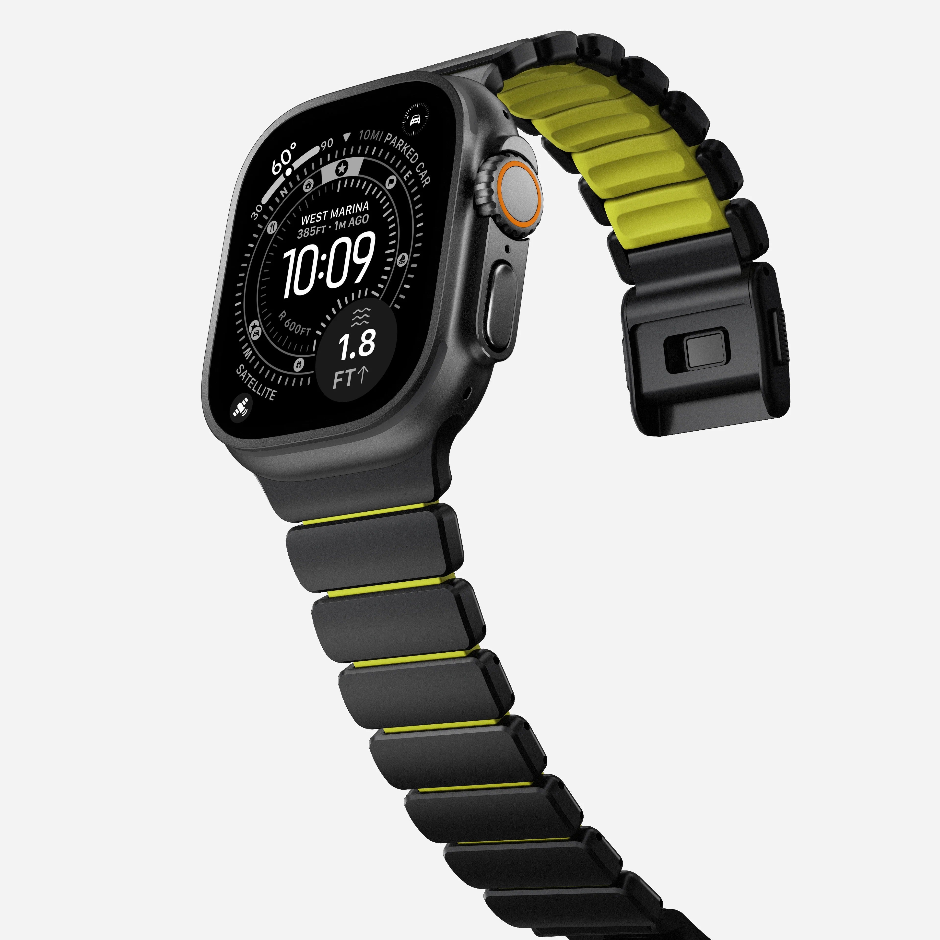Nomad Stratos Titanium Apple Watch Ultra 1 - 3 / 42-49mm / Series 1-11 & SE - Black / Volt