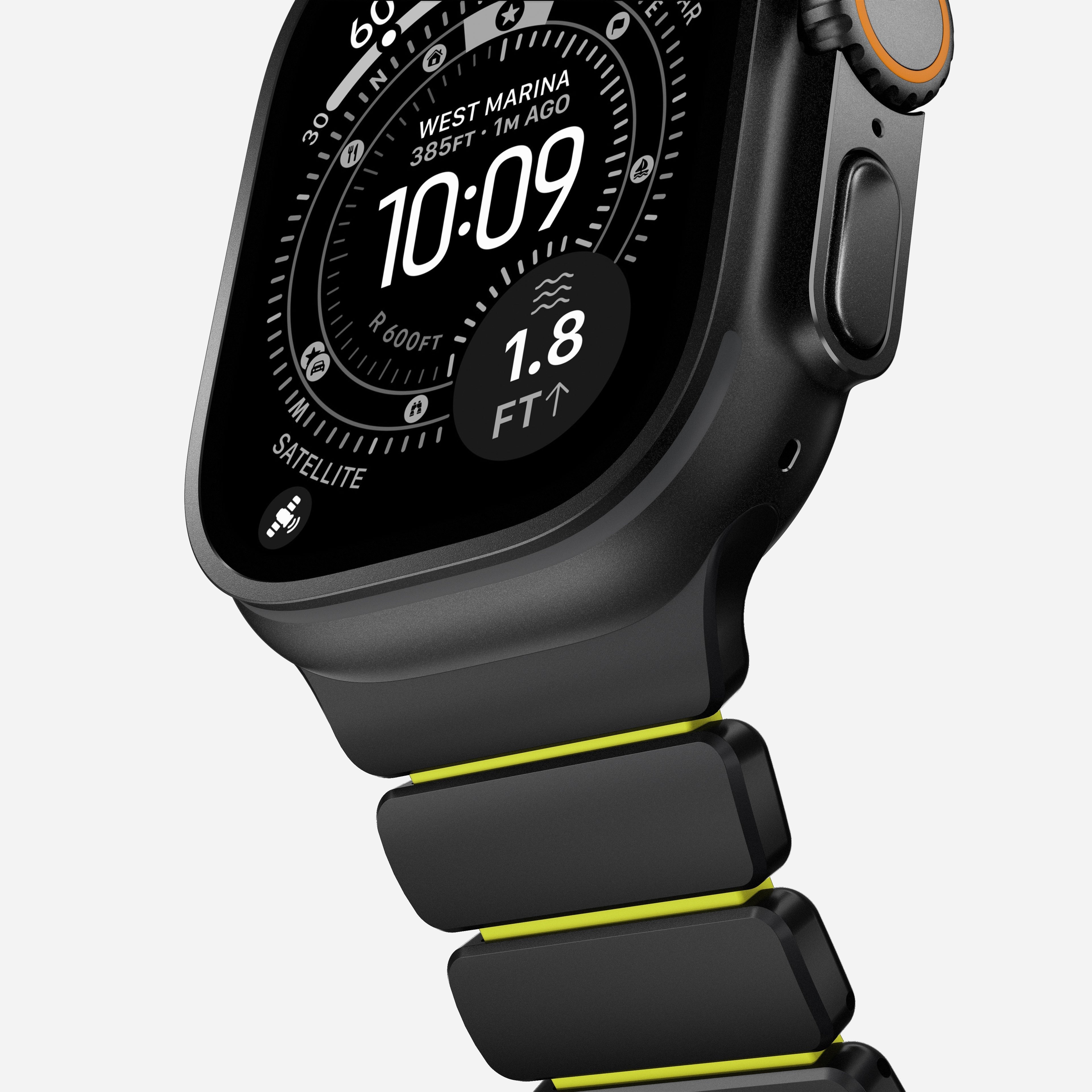 Nomad Stratos Titanium Apple Watch Ultra 1 - 3 / 42-49mm / Series 1-11 & SE - Black / Volt