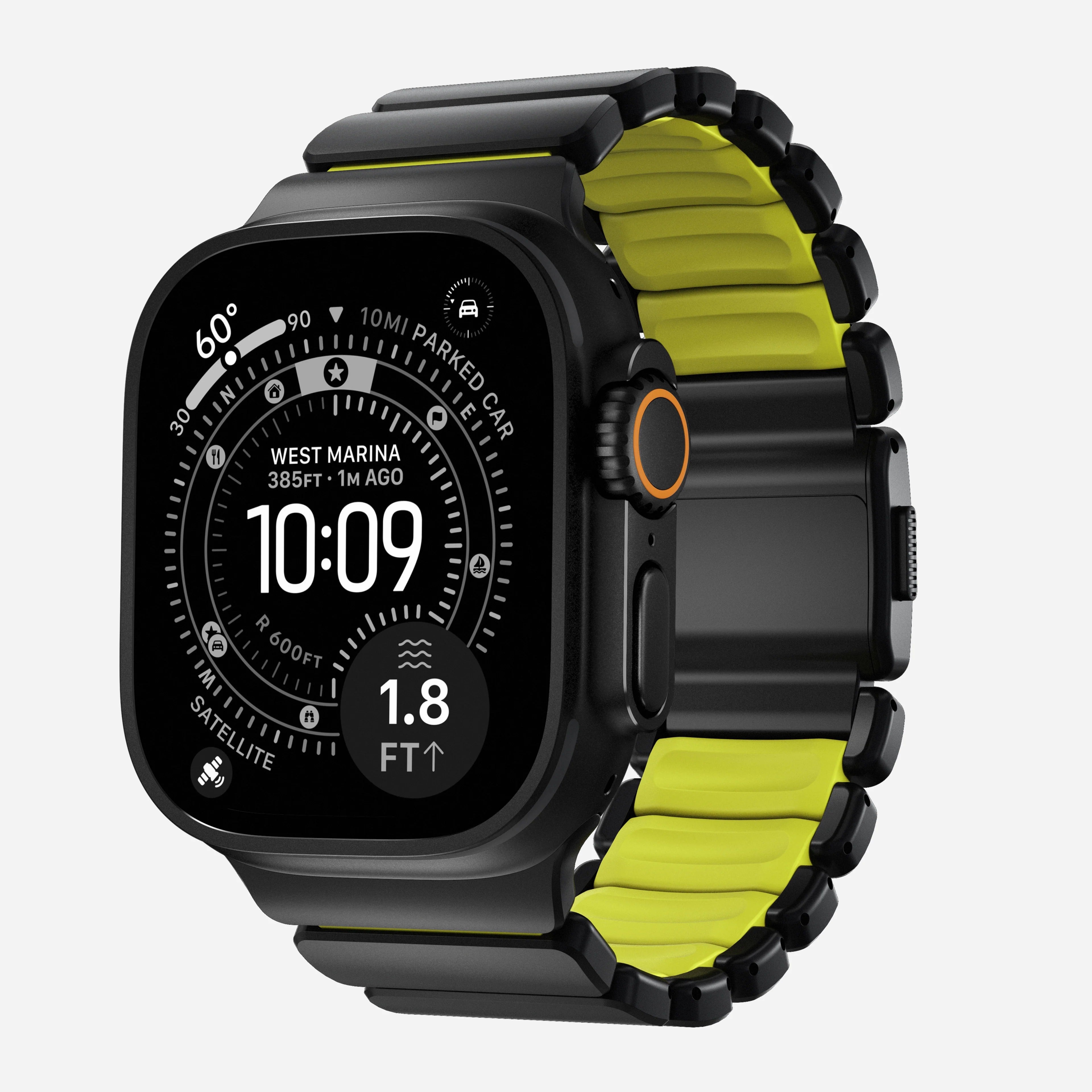 Nomad Stratos Titanium Apple Watch Ultra 1 - 3 / 42-49mm / Series 1-11 & SE - Black / Volt