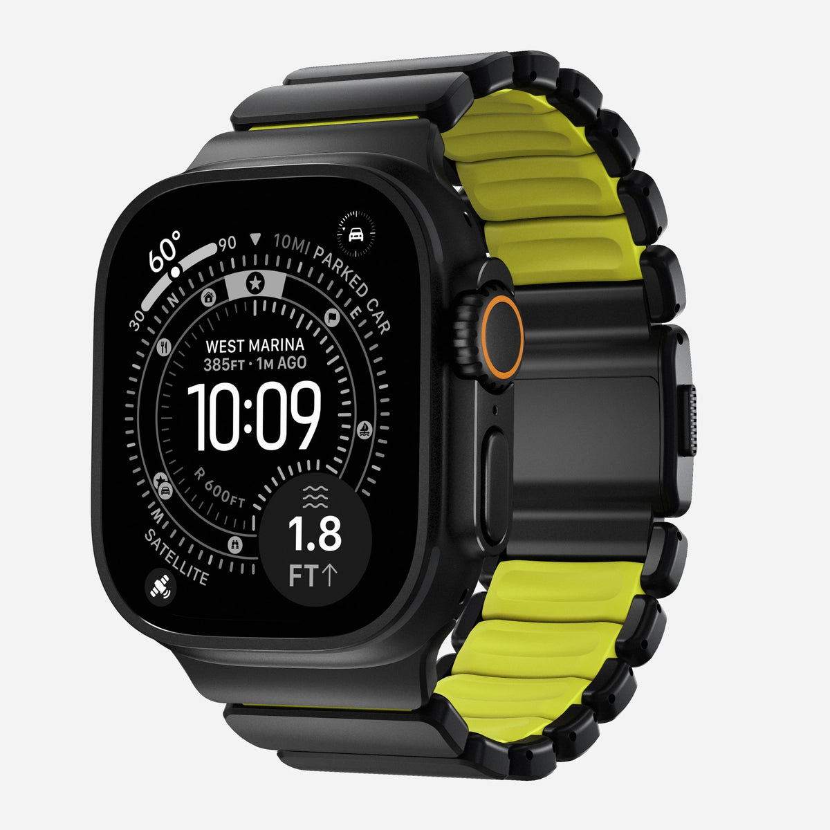 Nomad Stratos Titanium Apple Watch Ultra 1 - 3 / 42-49mm / Series 1-11 & SE - Black / Volt