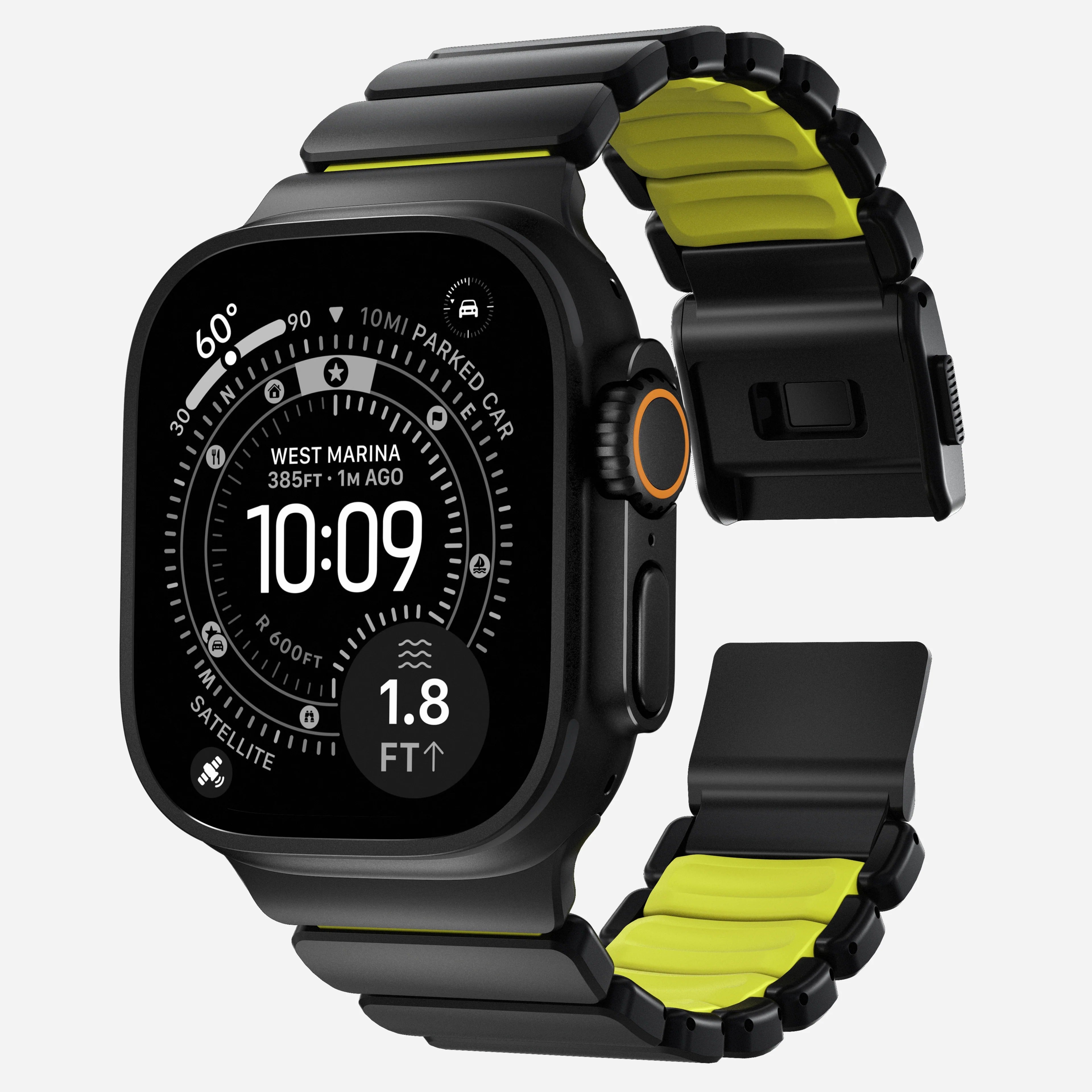 Nomad Stratos Titanium Apple Watch Ultra 1 - 3 / 42-49mm / Series 1-11 & SE - Black / Volt