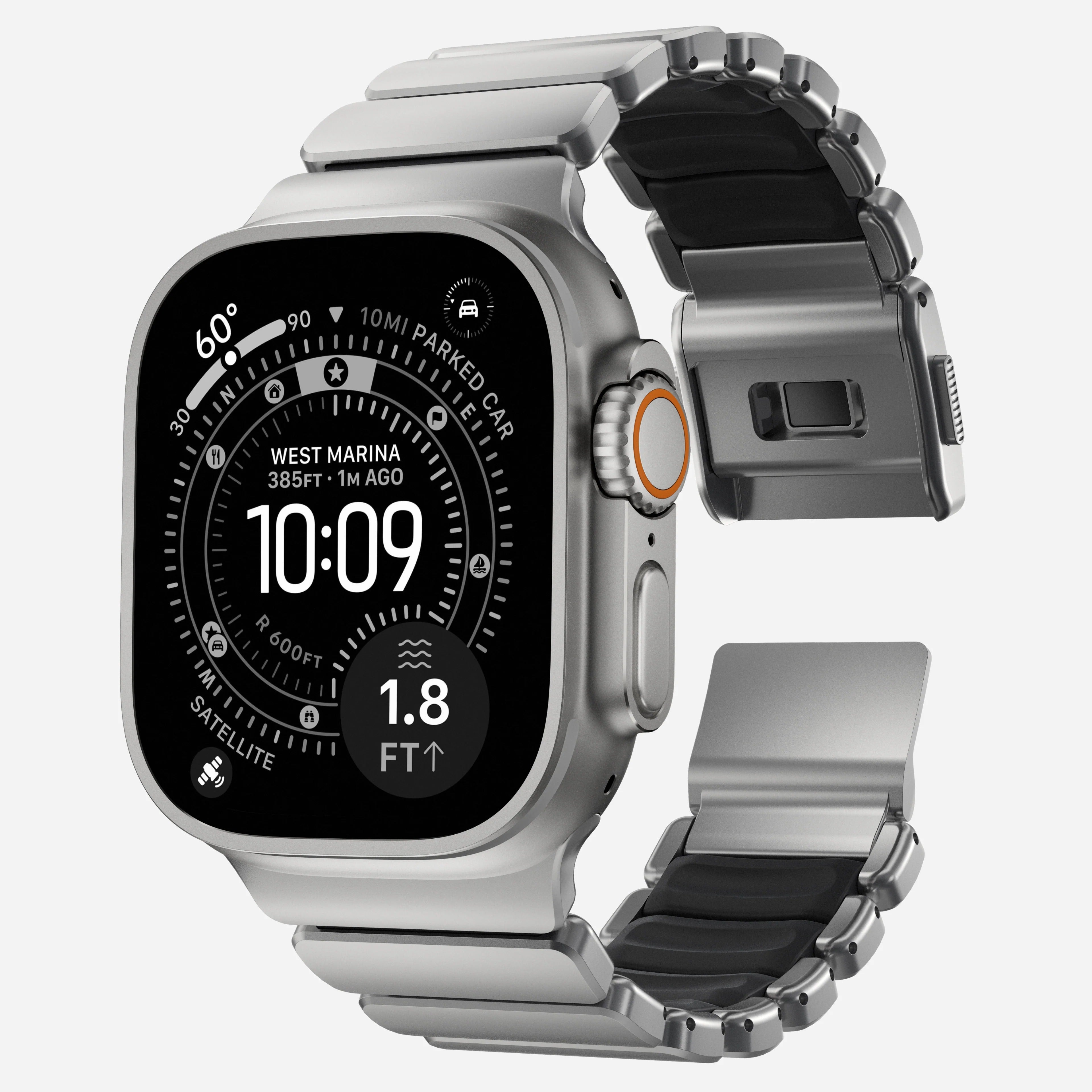 Nomad Stratos Titanium Apple Watch Ultra 1 - 3 / 42-49mm / Series 1-11 & SE - Natural Titanium / Black