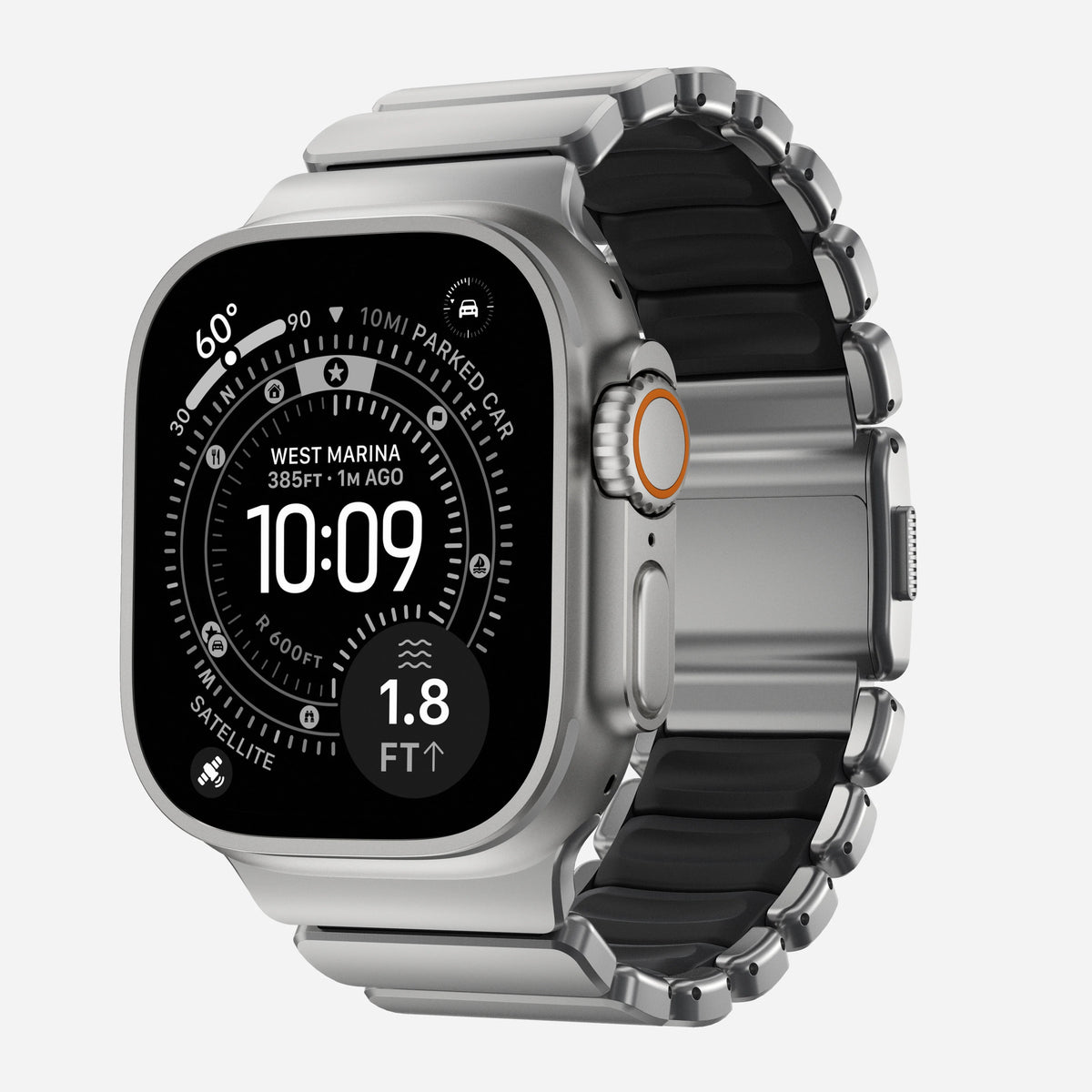 Nomad Stratos Titanium Apple Watch Ultra 1 - 3 / 42-49mm / Series 1-11 & SE - Natural Titanium / Black