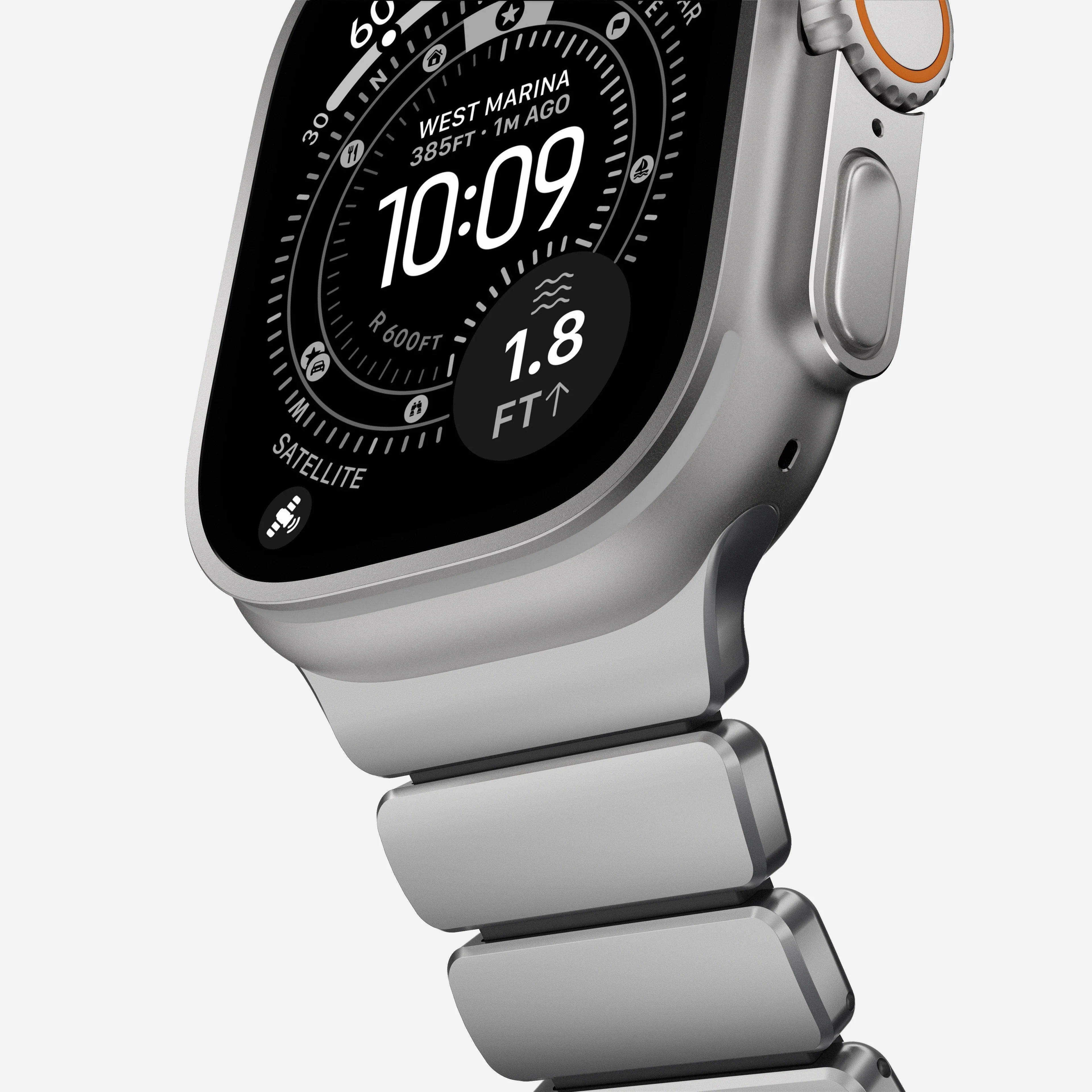 Nomad Stratos Titanium Apple Watch Ultra 1 - 3 / 42-49mm / Series 1-11 & SE - Natural Titanium / Black