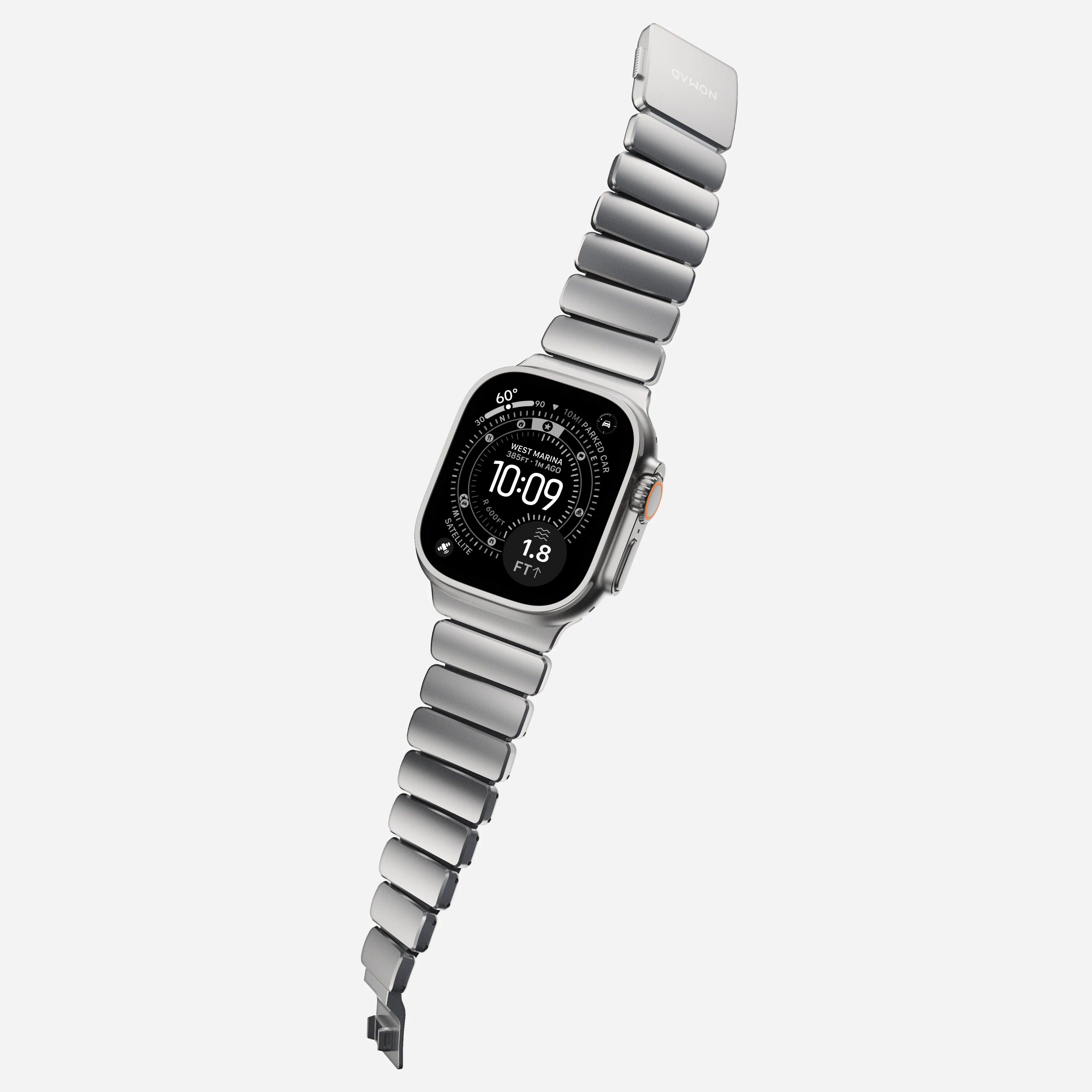 Nomad Stratos Titanium Apple Watch Ultra 1 - 3 / 42-49mm / Series 1-11 & SE - Natural Titanium / Black