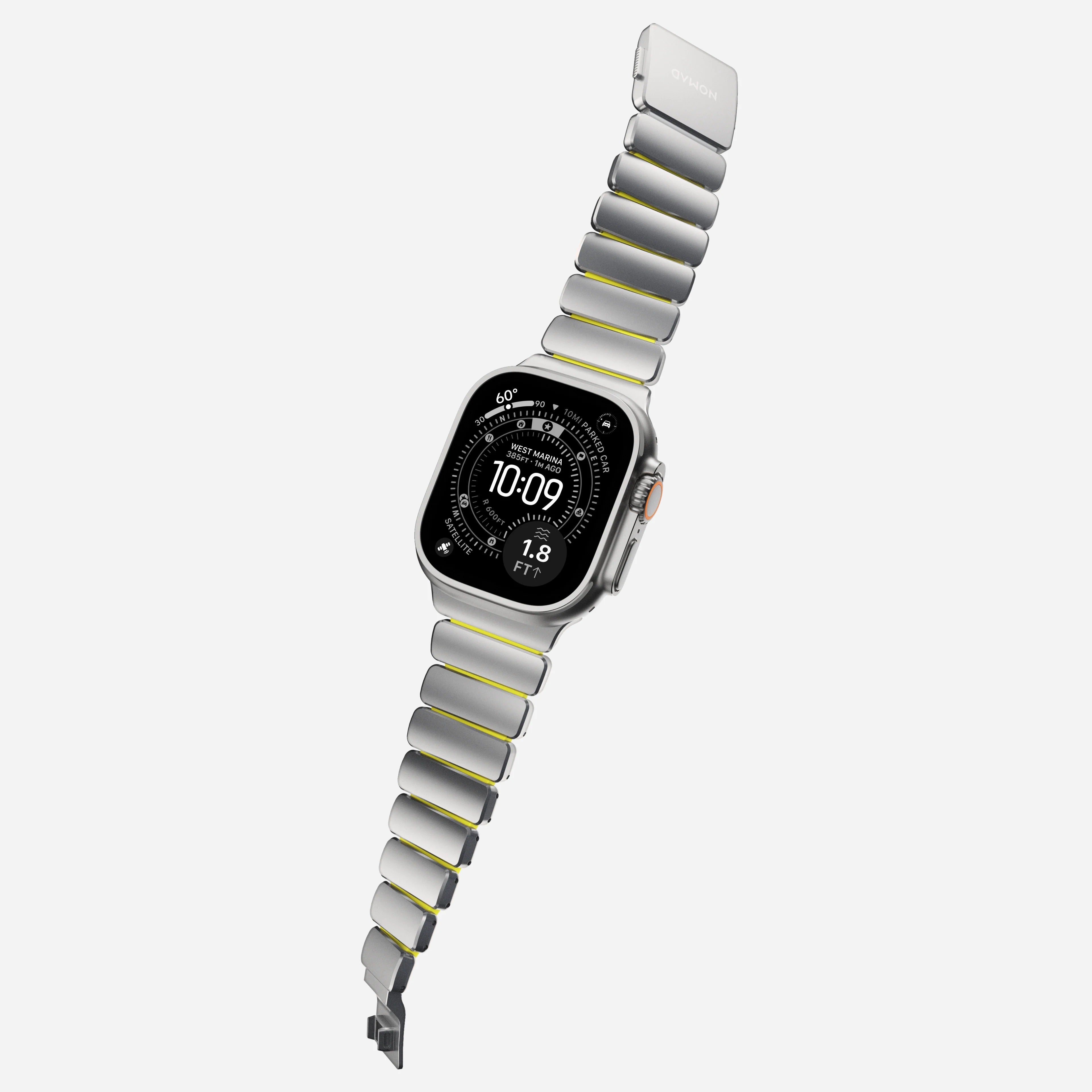 Nomad Stratos Titanium Apple Watch Ultra 1 - 3 / 42-49mm / Series 1-11 & SE - Natural / Volt