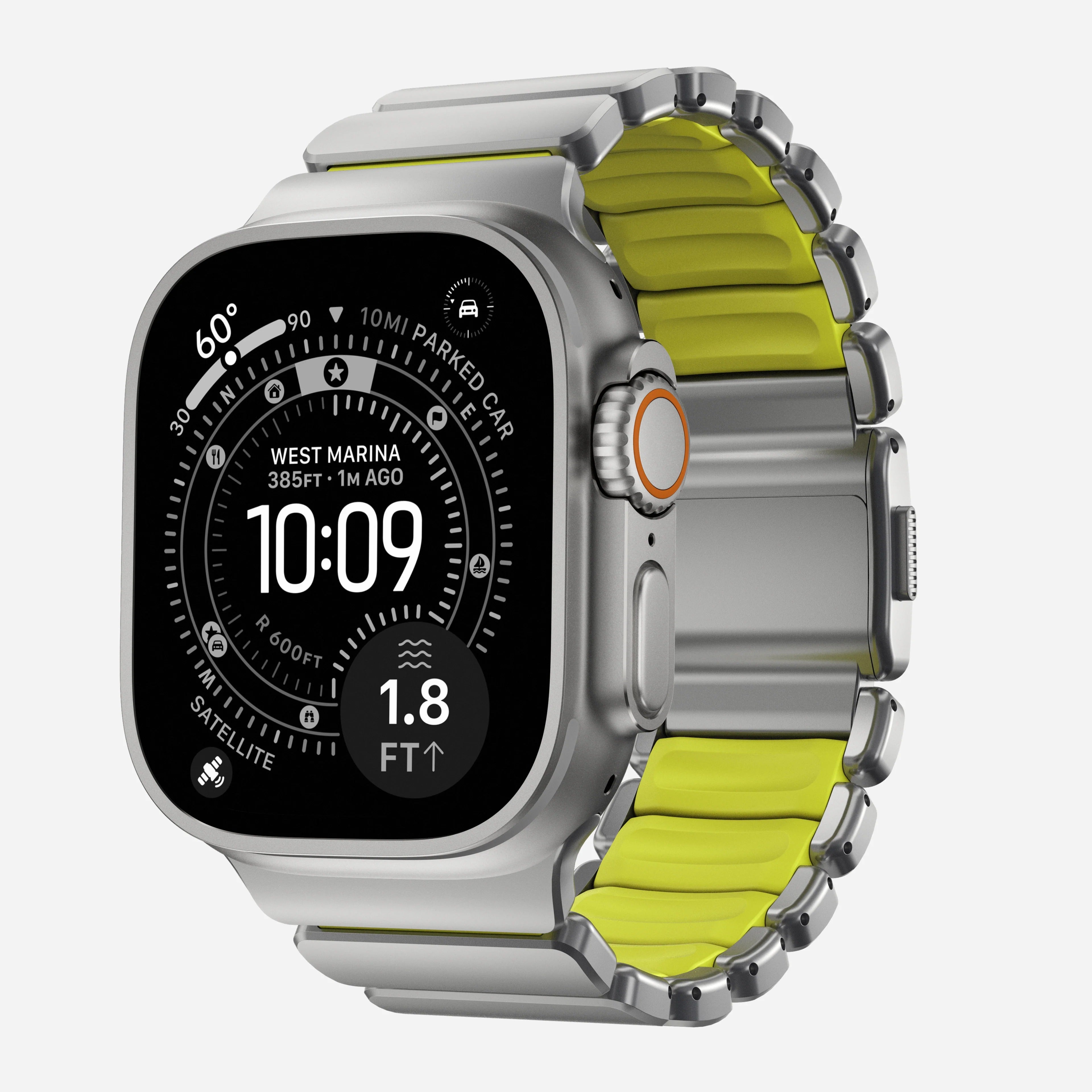 Nomad Stratos Titanium Apple Watch Ultra 1 - 3 / 42-49mm / Series 1-11 & SE - Natural / Volt