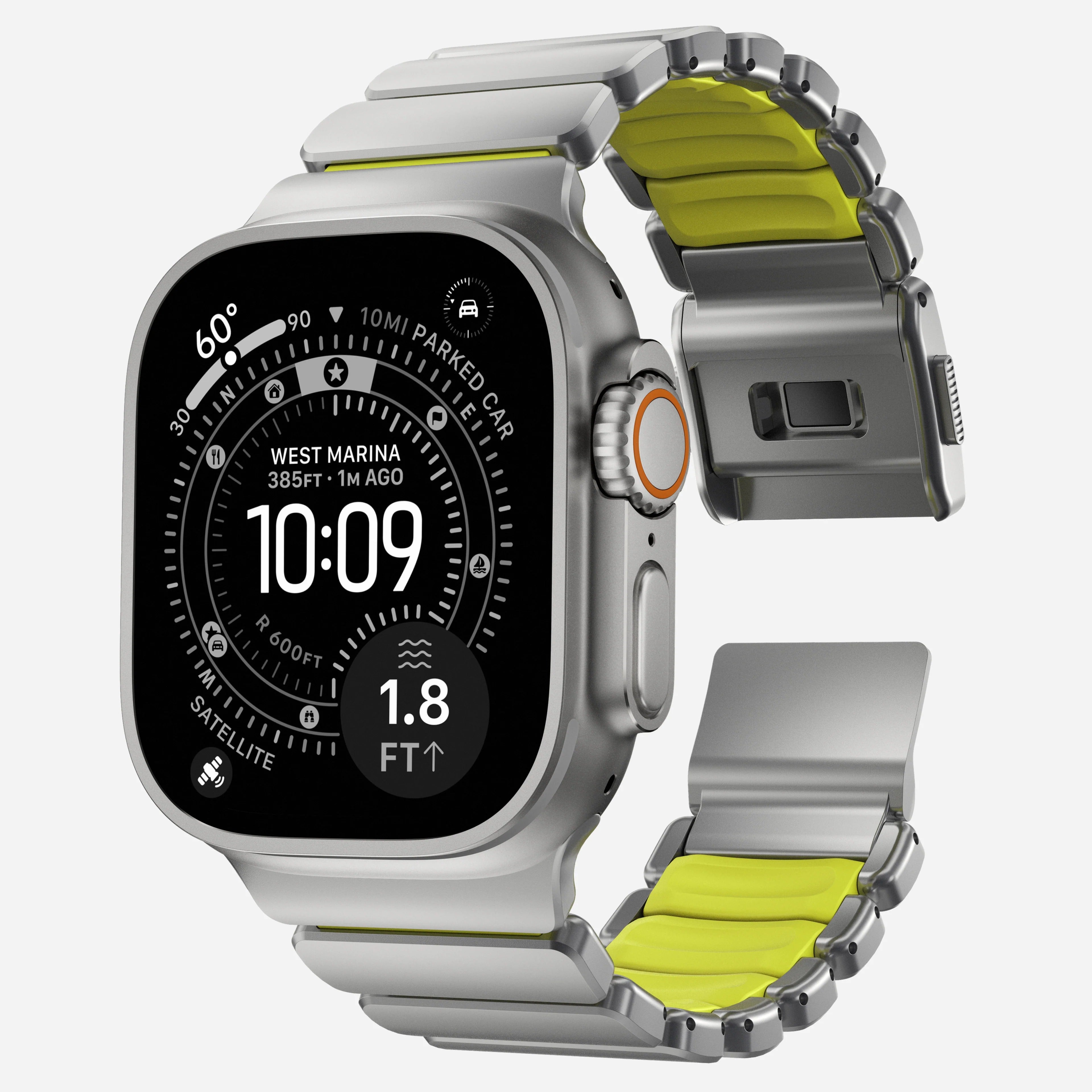 Nomad Stratos Titanium Apple Watch Ultra 1 - 3 / 42-49mm / Series 1-11 & SE - Natural / Volt