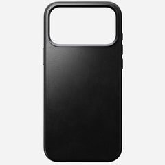 nomad horween case for iphone 17 pro black leather grain closeup