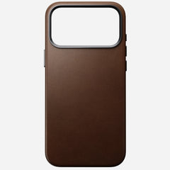 nomad leather case for iphone 17 pro brown front view